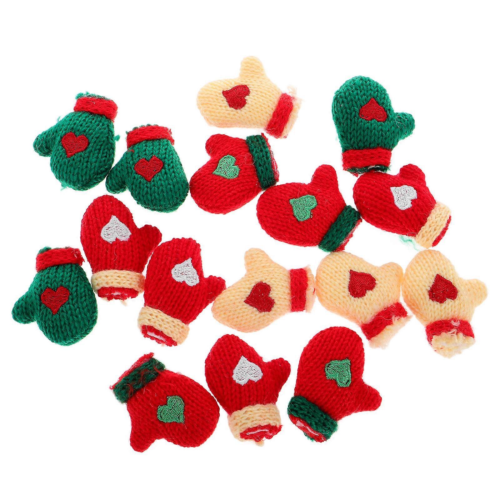 16pcs Mini Gloves Plush Souvenirs for Christmas Decorations