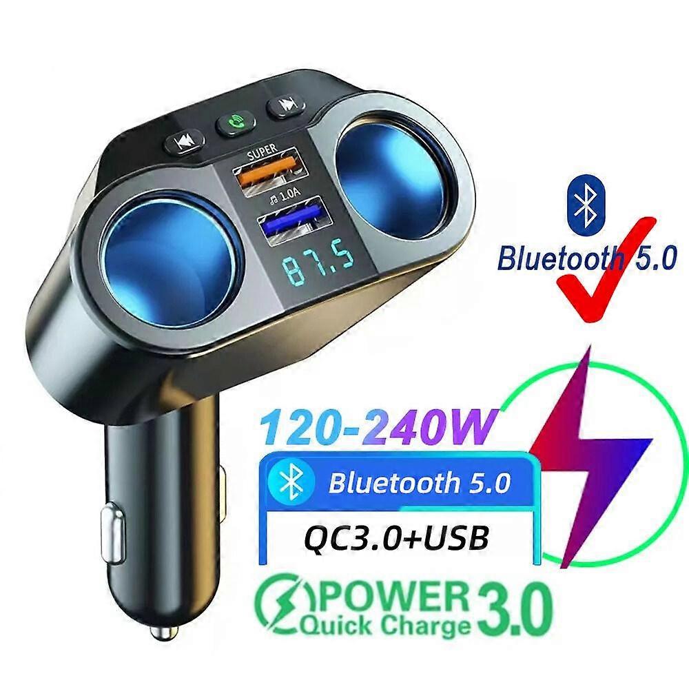 Car Lighter Socket Splitter Charger Dual USB 3.1A QC 3.0 Fast Charger Digital Display Auto Bluetooth FM Transmitters car Power Adapter For All Phone
