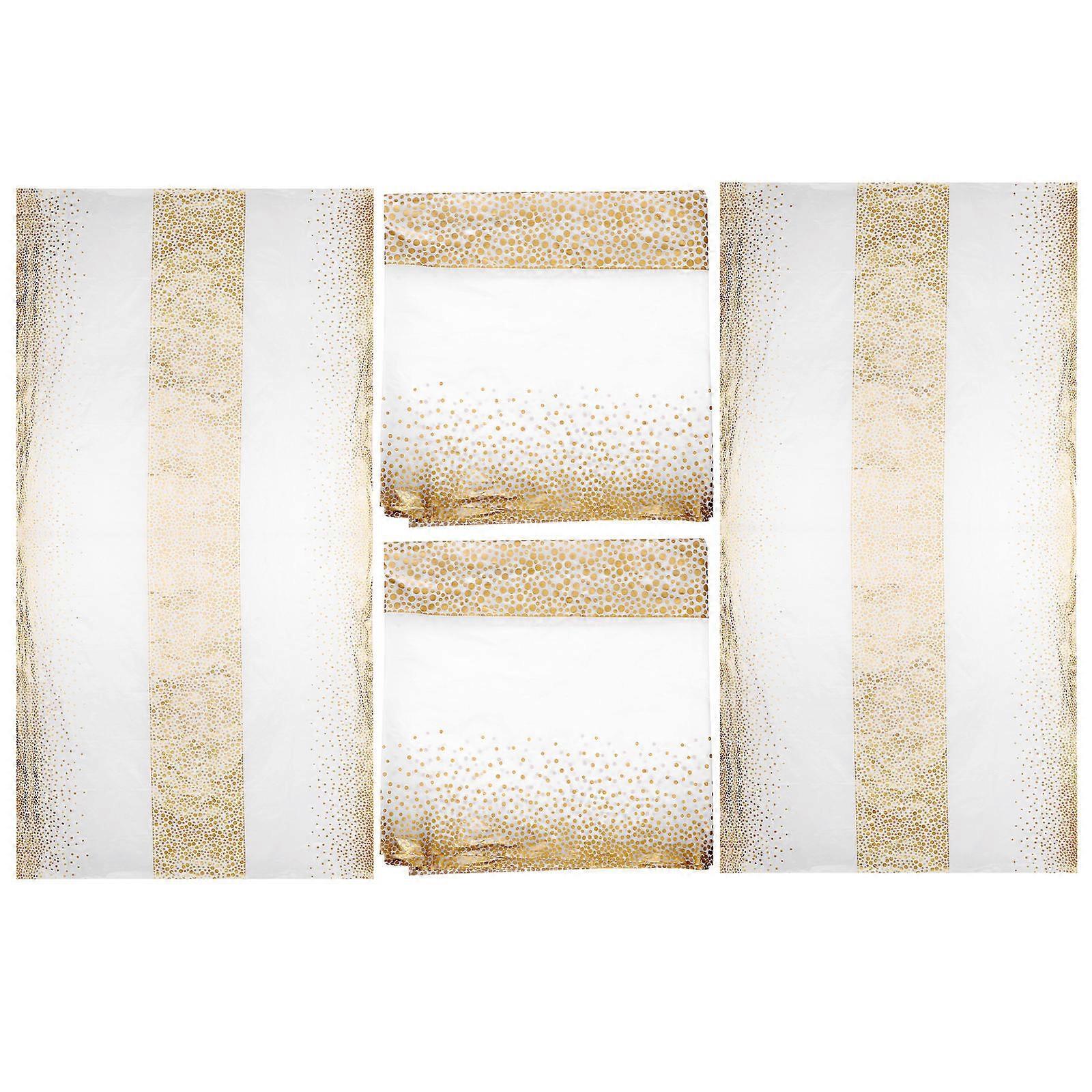 Rectangular Tablecloth Disposable Table Covers Golden 274.00X137.00X0.10CM 4Pcs