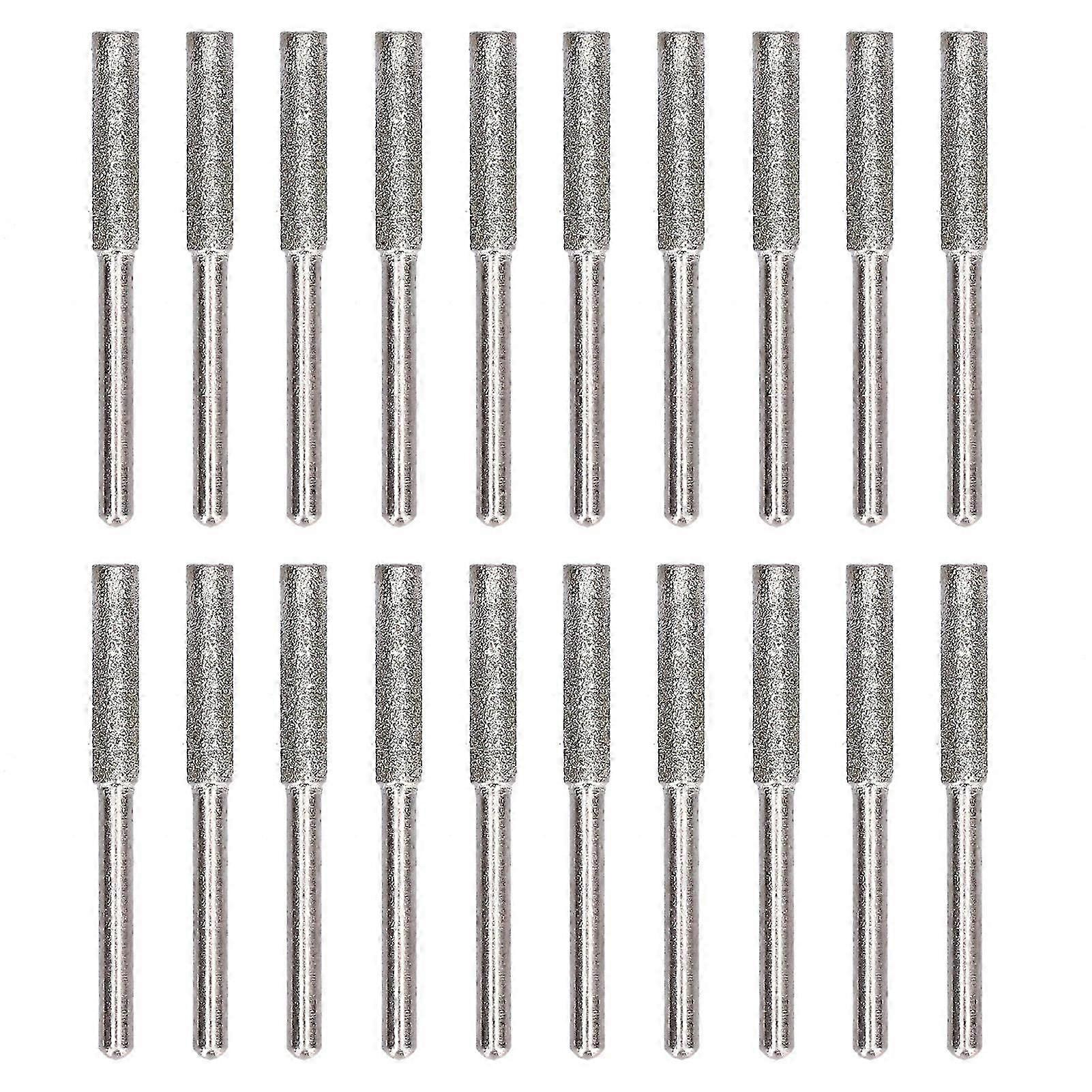 20Pcs Chainsaw Sharpener Burr Grinding Head Rotating File Sharpening Tool Set KitSilver 4mm