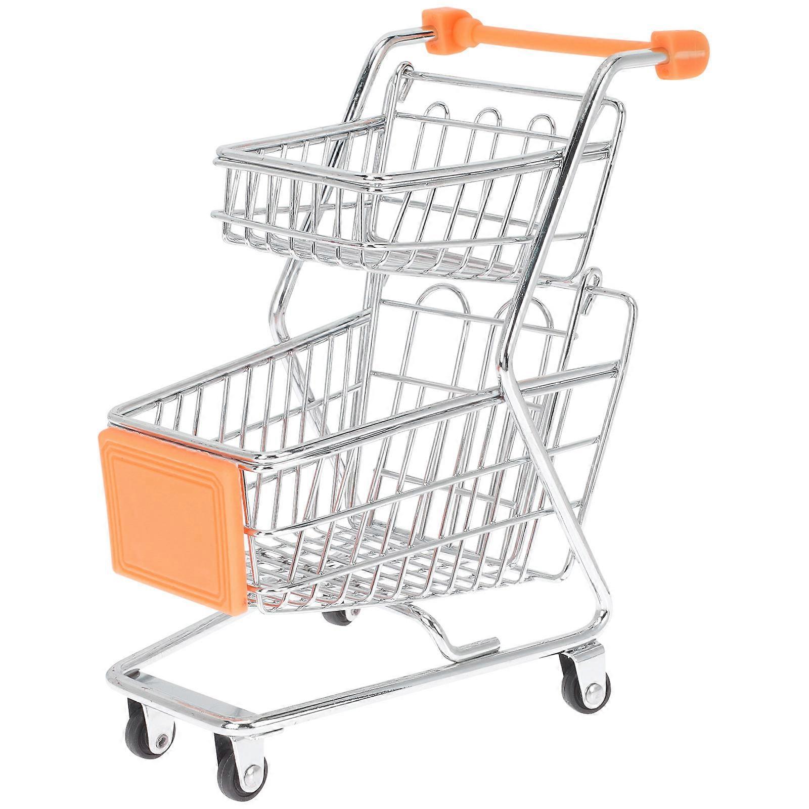 Small Grocery Cart Mini Shopping Cart Orange 17.50X11.00X8.50CM Storage present Giving 1Pack