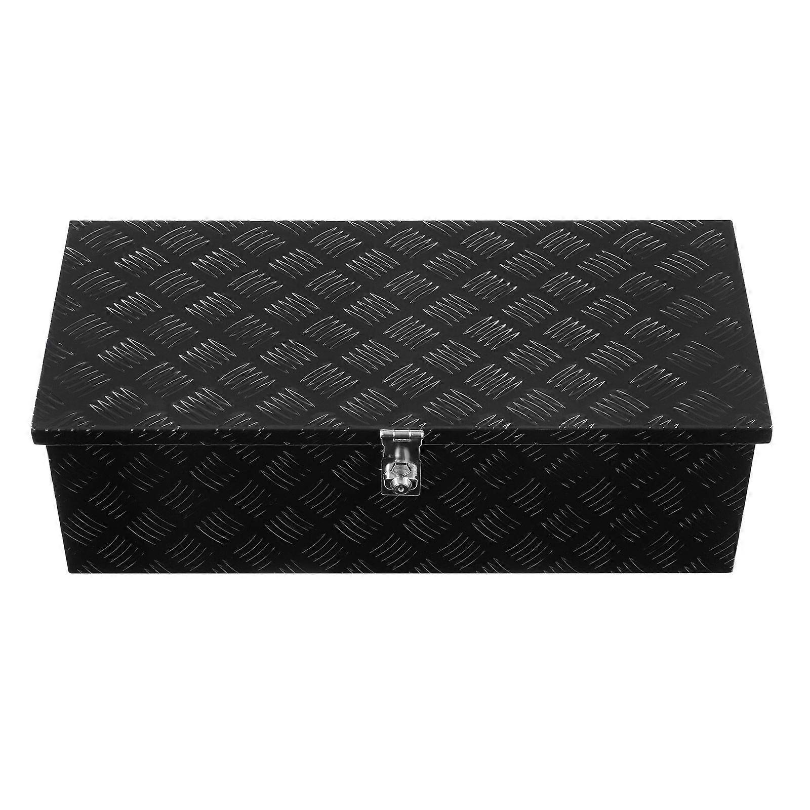 Boîte à outils de lit de camion en aluminium robuste, boîte à outils plaquée à rayures avec poignée latérale et clés de serrure, 30 « x13 » x9,6 po, noir