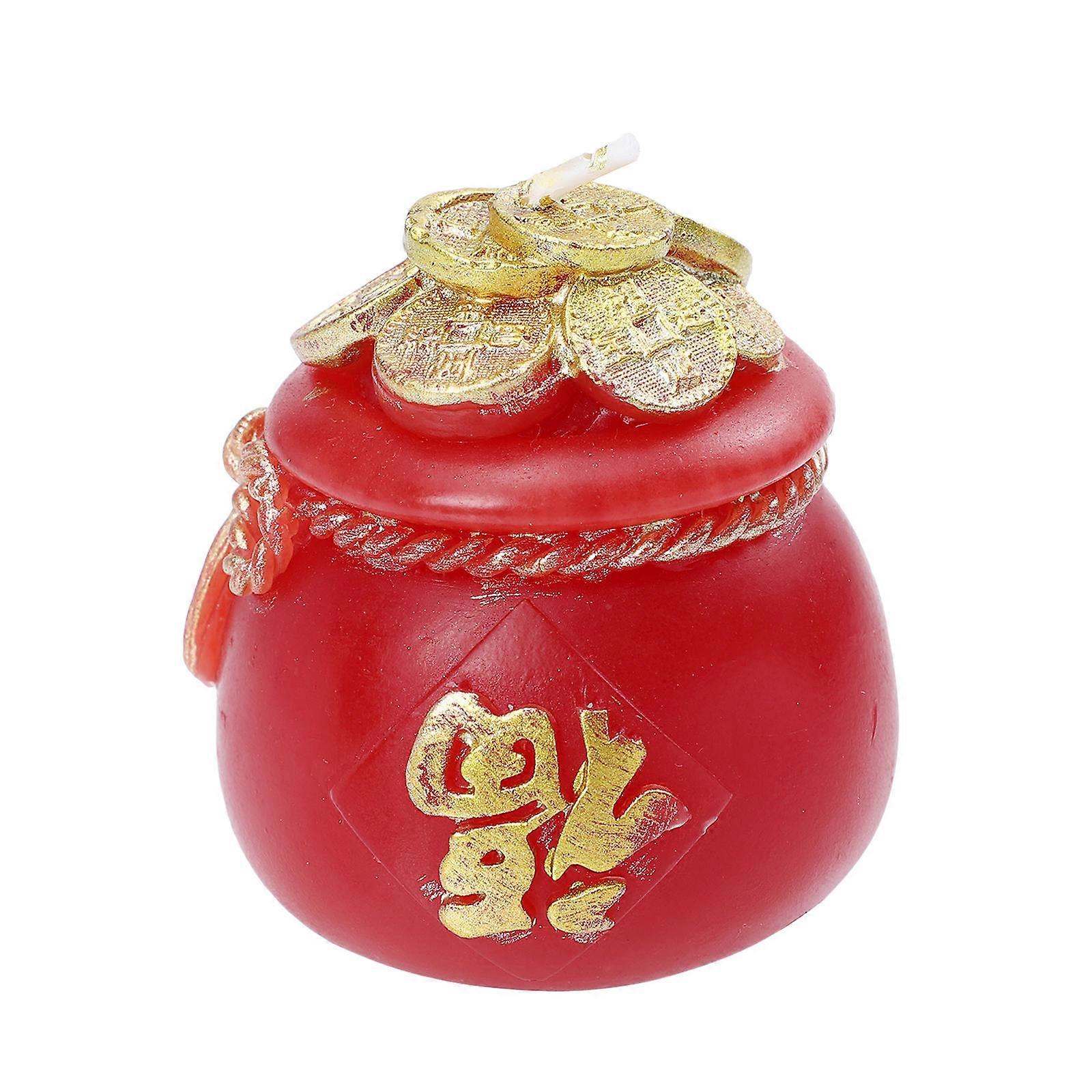 Decorative Candles Wish Luck Candle Traditional Chinese Style Red 6x5cm 1Pc