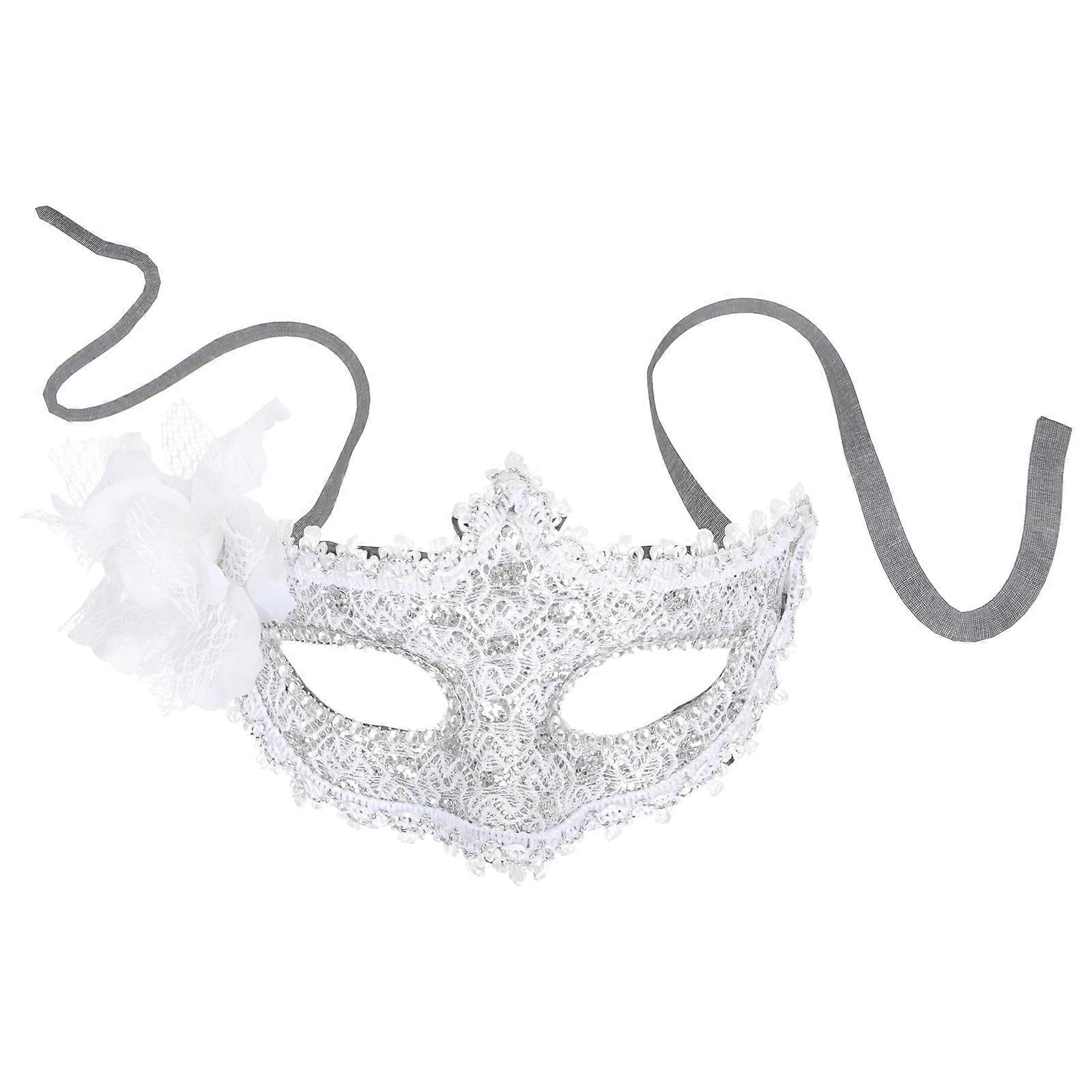 Chic Lace Mask For Women Stage Performance Accessory Silver 1Pcs