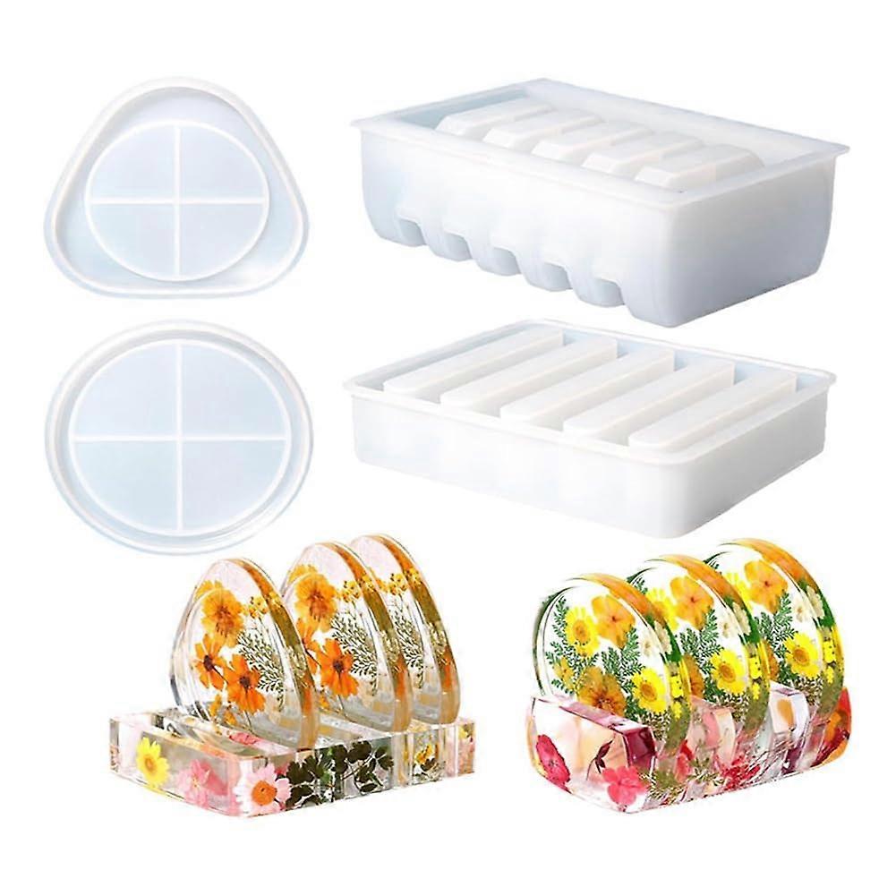 coaster molds made of synthetic resin, triangular, round, durable, easy to use