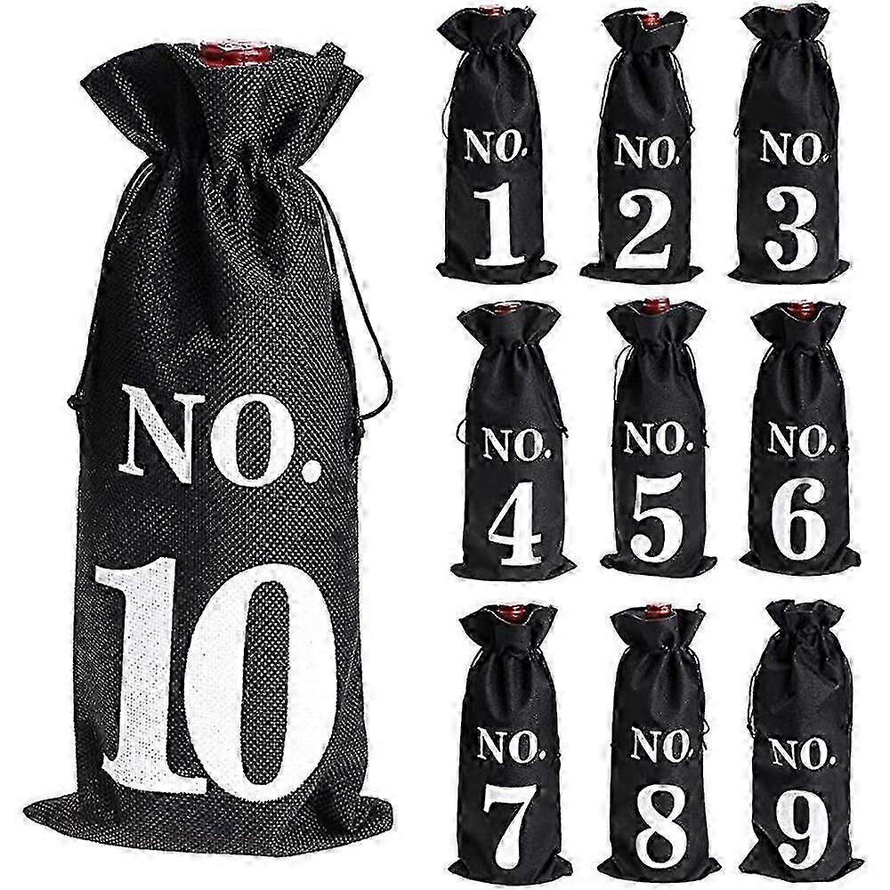 1 To 10 Burlap Wine Bottle Sleeves with Drawstring for Blind Tasting