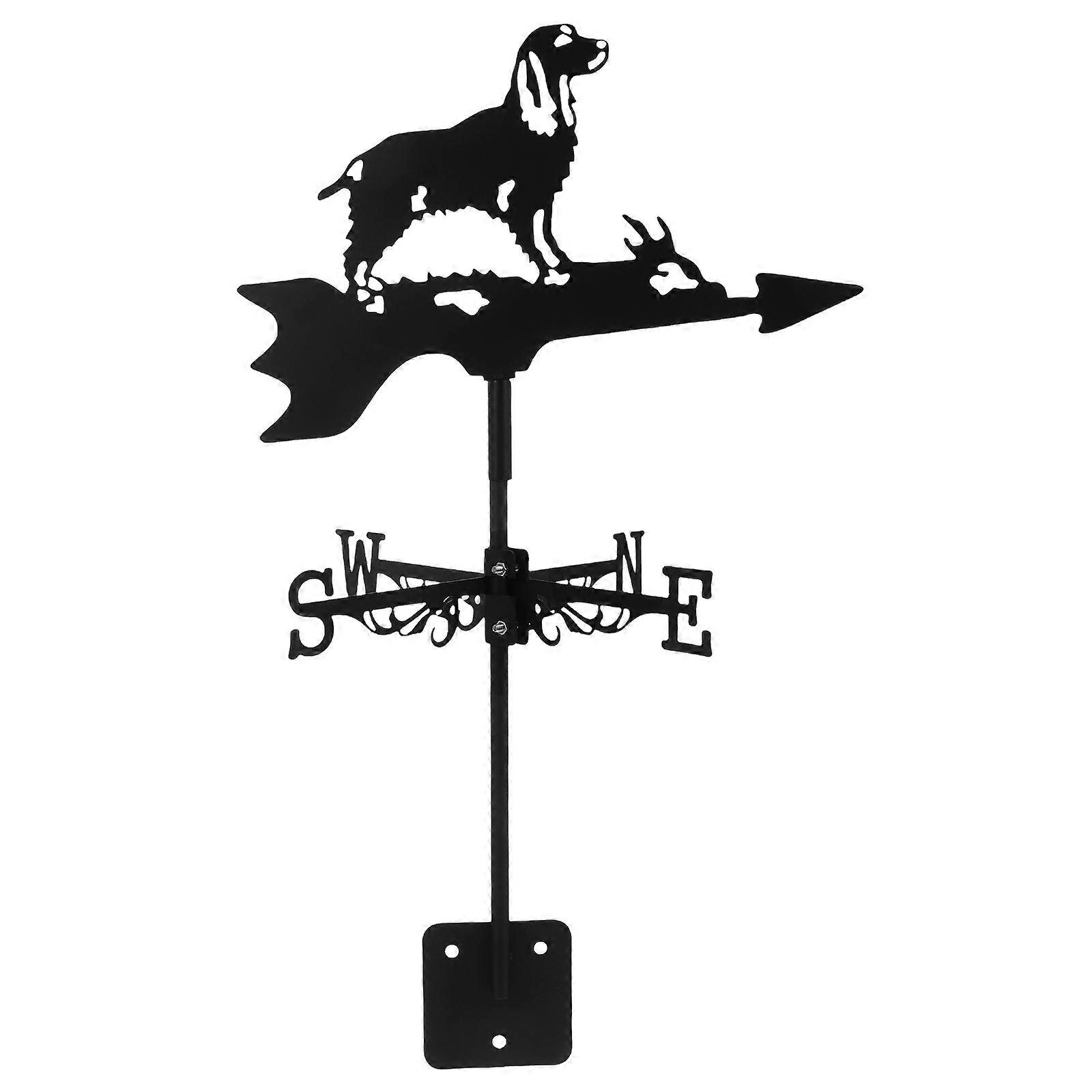 Wind Vane Weather Vanes For Yard Dog Statue Design Black 58.00X32.00X28.00CM Iron Wind Direction Indicator 1Pcs