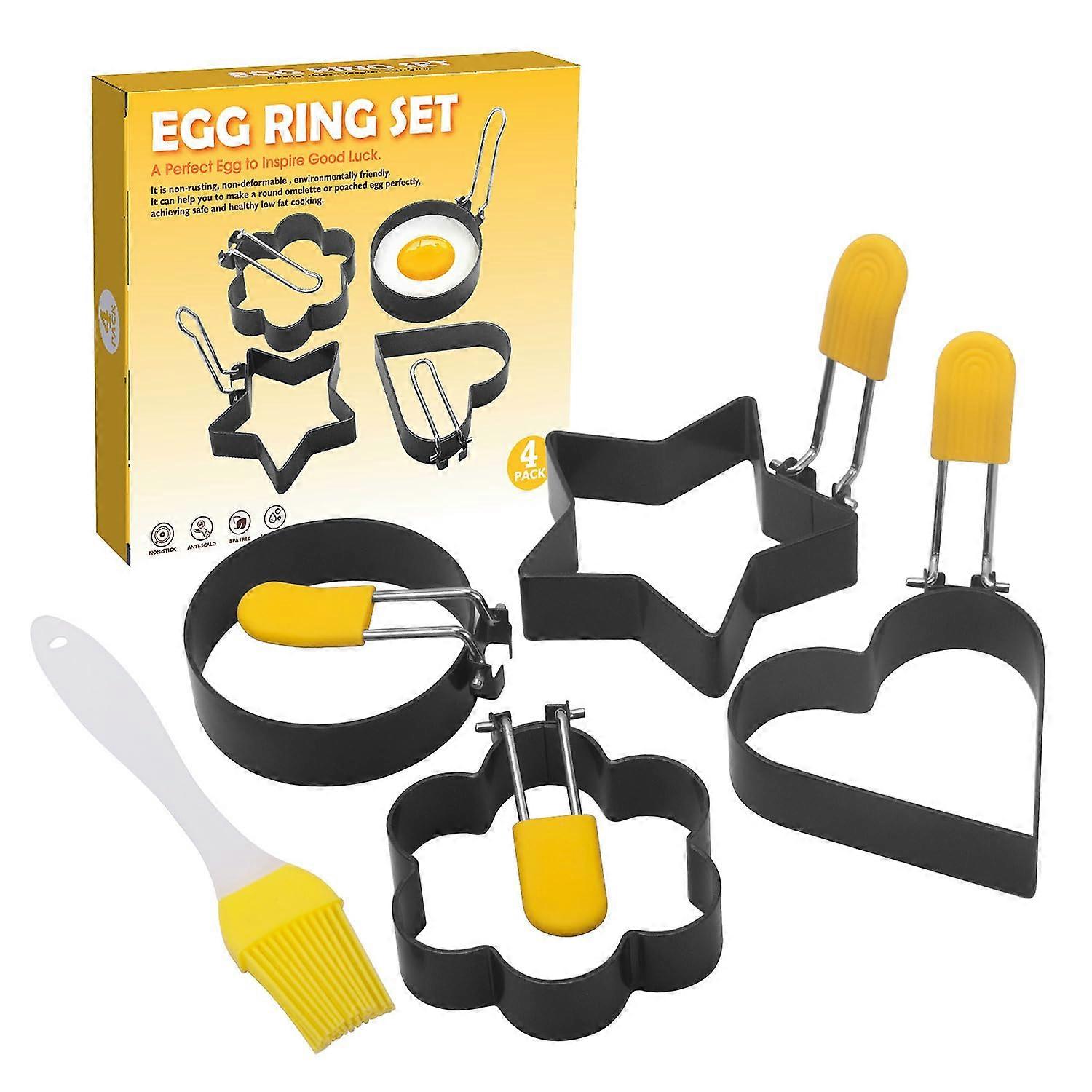 Egg Ring for Roasting Eggs and Muffin English Round Egg Shape with AntiLimescale Handle NonStick Egg Ring Made of Stainless Steel