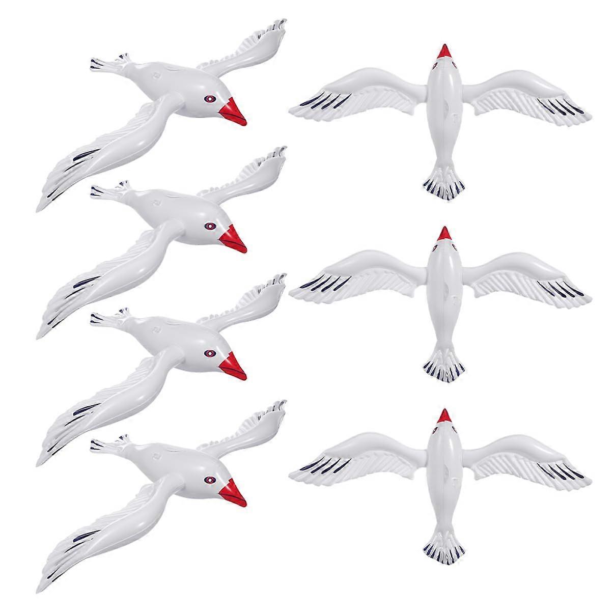 Inflatable Seagull Pack Of 7 - Foam Ornaments, Ball-Top Beach Decor, Tarpaulin Inflatables