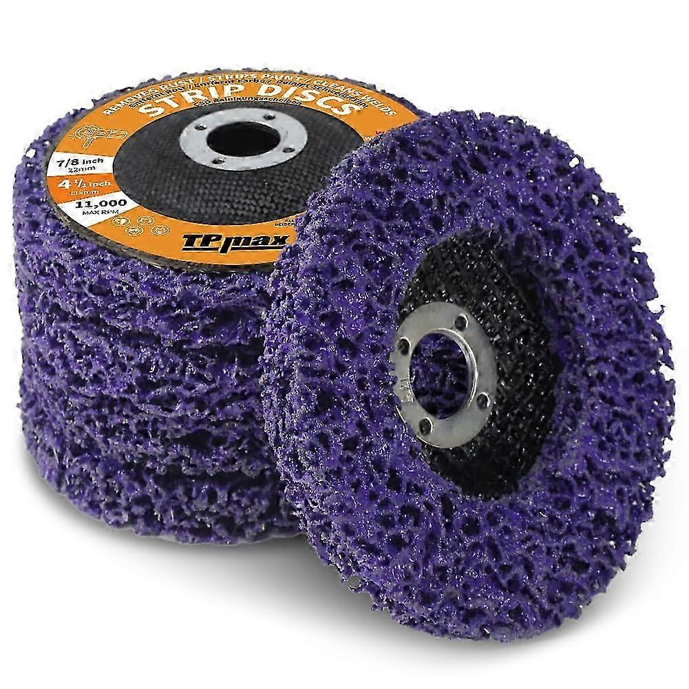 5 Pack Purple Stripping Discs for Removing Paint and Oxidation, Compatible with Power Tools, 4-1/2' x 7/8' Size