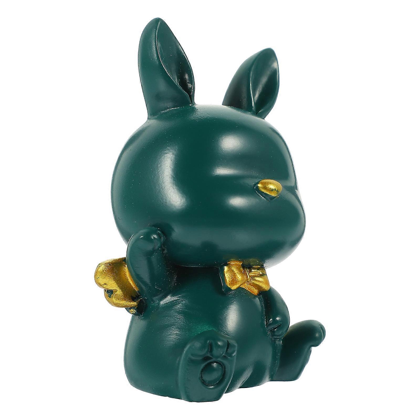 Resin Bunny Decorations Zodiac Rabbit Figurine for Office Decor Green 3.5X3.5X6.5CM Desktop Decor Miniature Bunny 1Pack