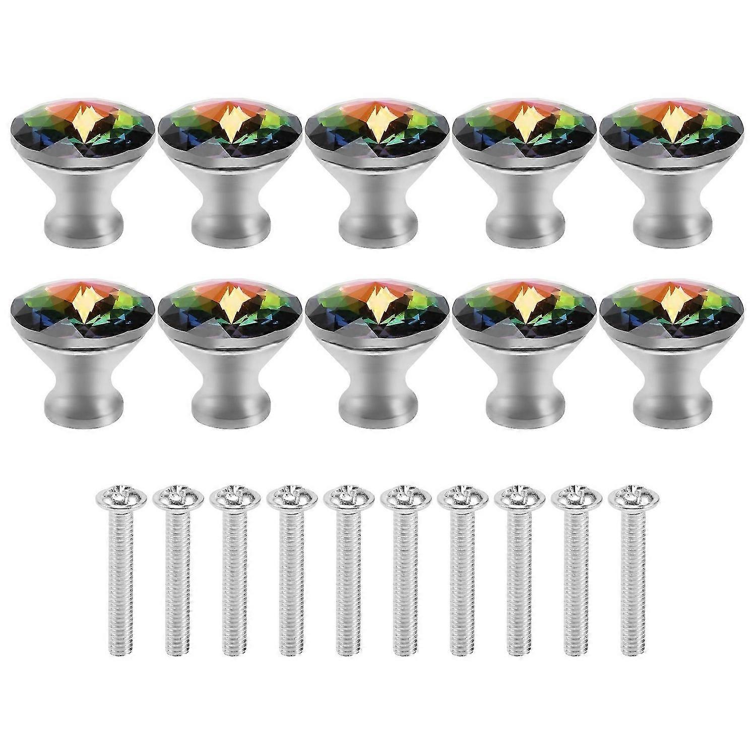 10PCS 30MM Colorful Crystal Knobs Glass Cabinet Knobs Drawer Pulls Handle for Home Cabinet Drawer an