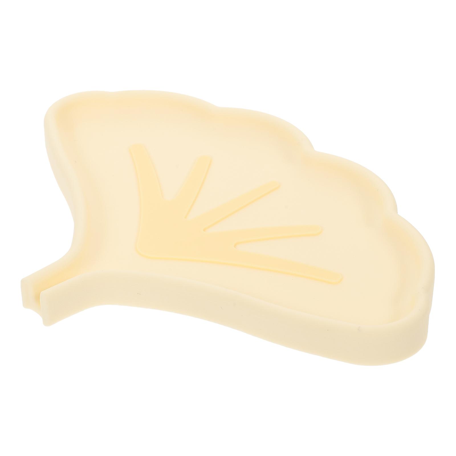 Silicone Tray Bathroom Soap Tray Self Draining Anti-slip Multi-use Container Ginkgo Leaf Shape Elegant Design For Homeowners 1Pcs