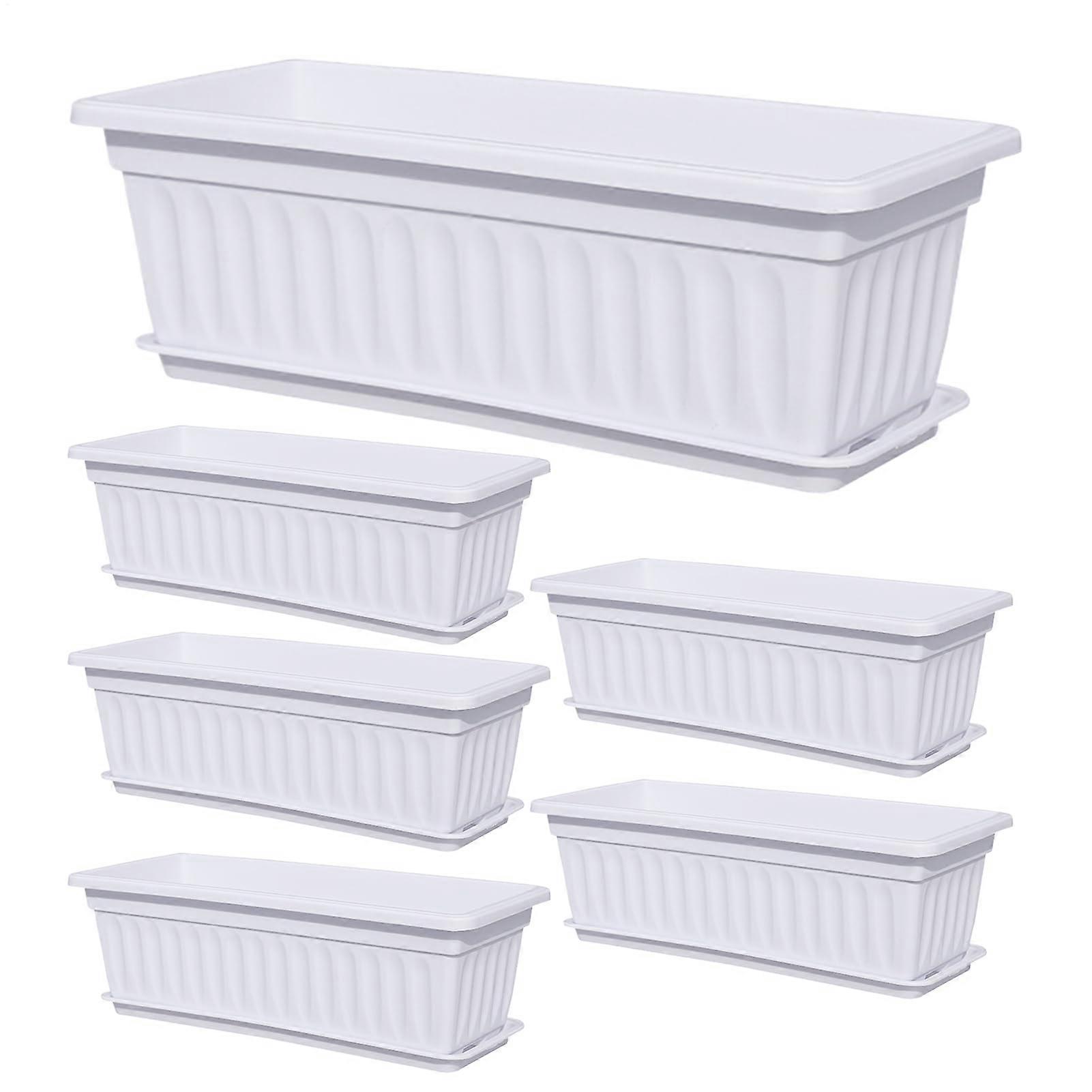 Boxen Pflanzgefäß - Weatherproof Outdoor Planter for Garden Vegetables, Balcony and Backyard, 6 Pack, White