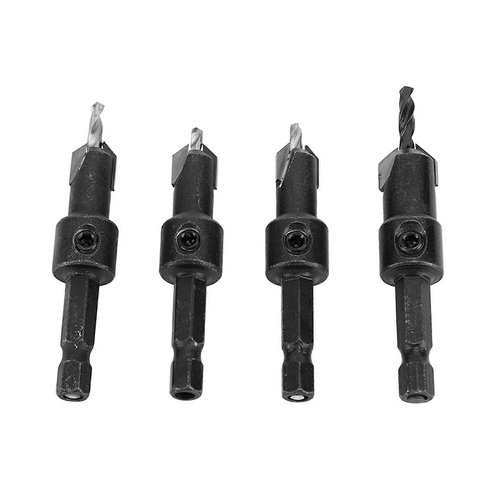 4Pcs Countersunk Drill Bit Cemented Carbide Hex Shank Countersunk Drilling Bit for Self Tapping Screws 