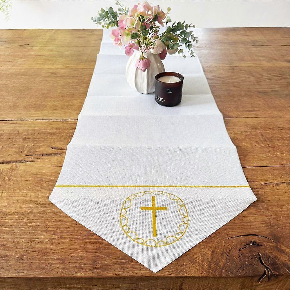 Blue Botanical Cross Table Runner