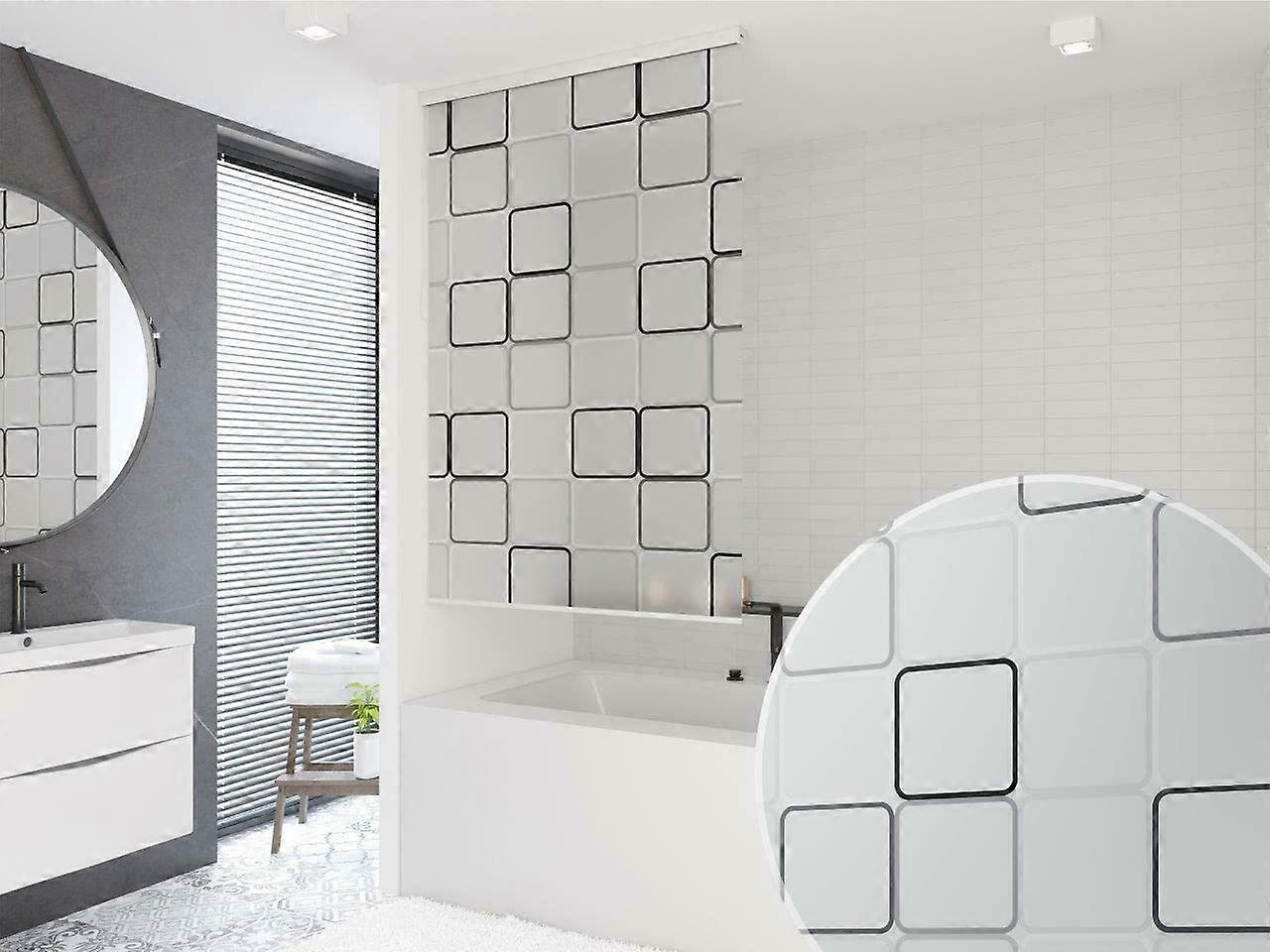 Half Cassette Shower Curtain 140 cm Grey White Black - Waterproof Fabric, Modern Design, Easy Installation