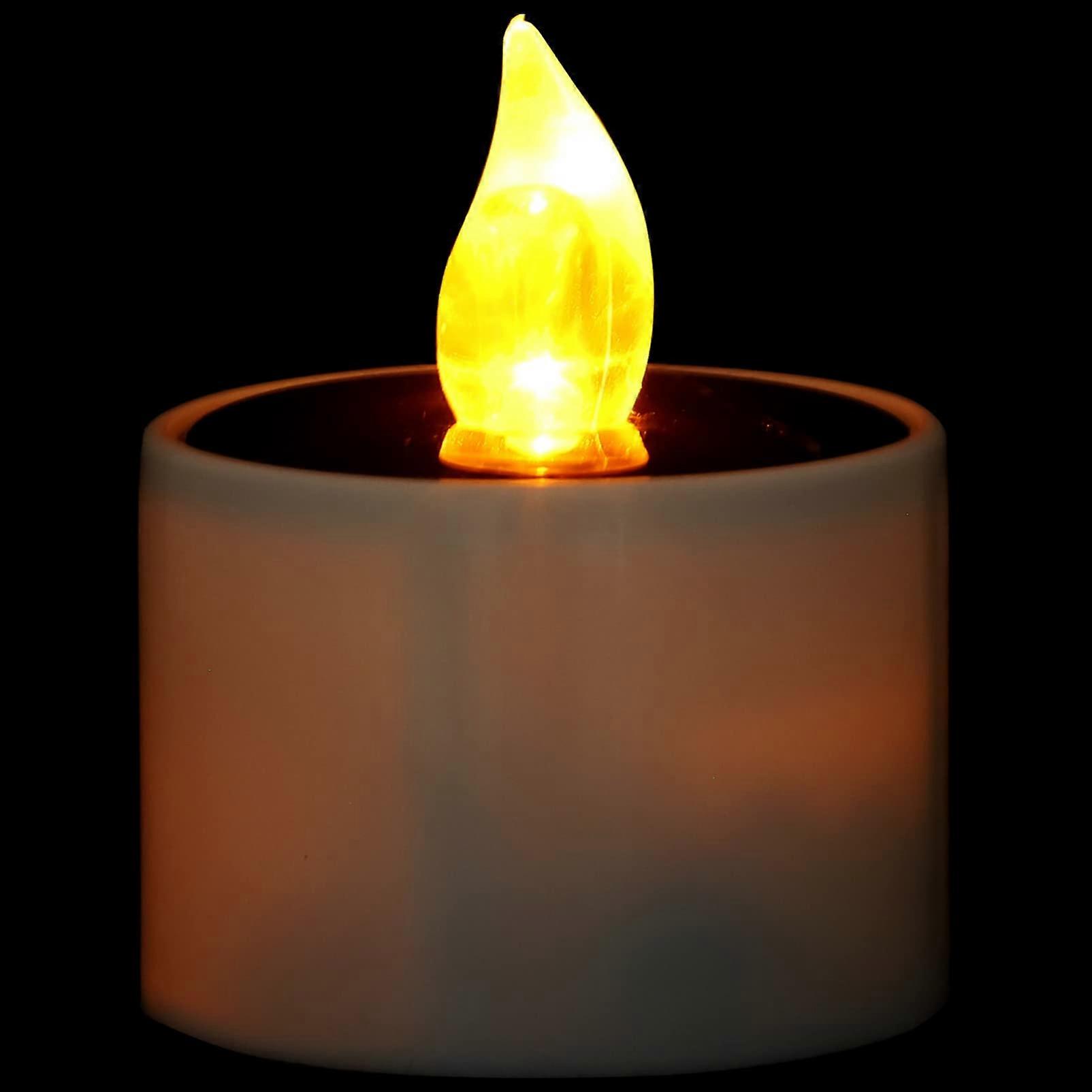LED Tea Lights Tapered Flameless Lamp Solar Powered Candles Solar Powered Tea Lights Small LED Candles Tea Lights Without Flame Tea Lights Candles ABS