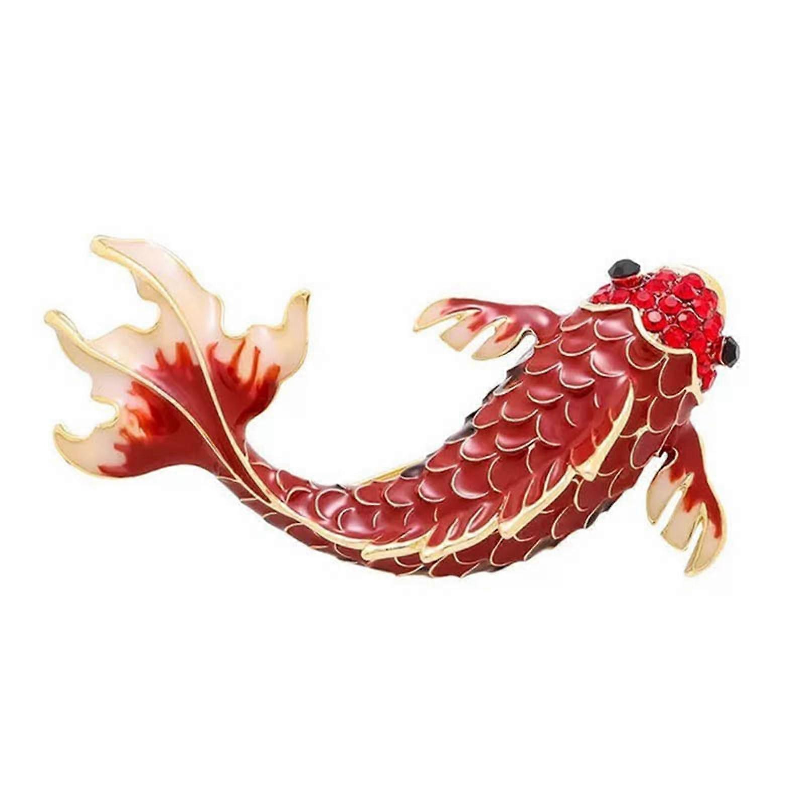 Red vintage brooch, symbolizing luck and prosperity, suitable for fashionable women seeking unique accessories, 7*4cm, metal, no gemstone.