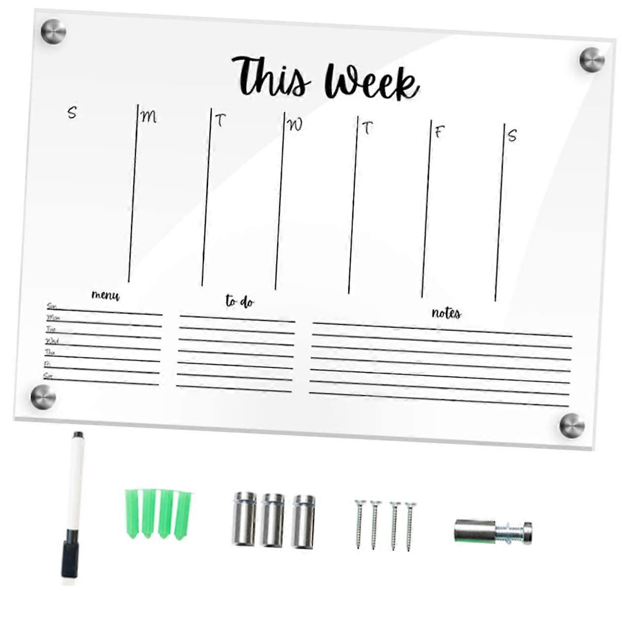Clear Acrylic Calendar Wall Board Set with Marker and Nails, Reusable Dry Erase Memo Board for Family and Versatile Use