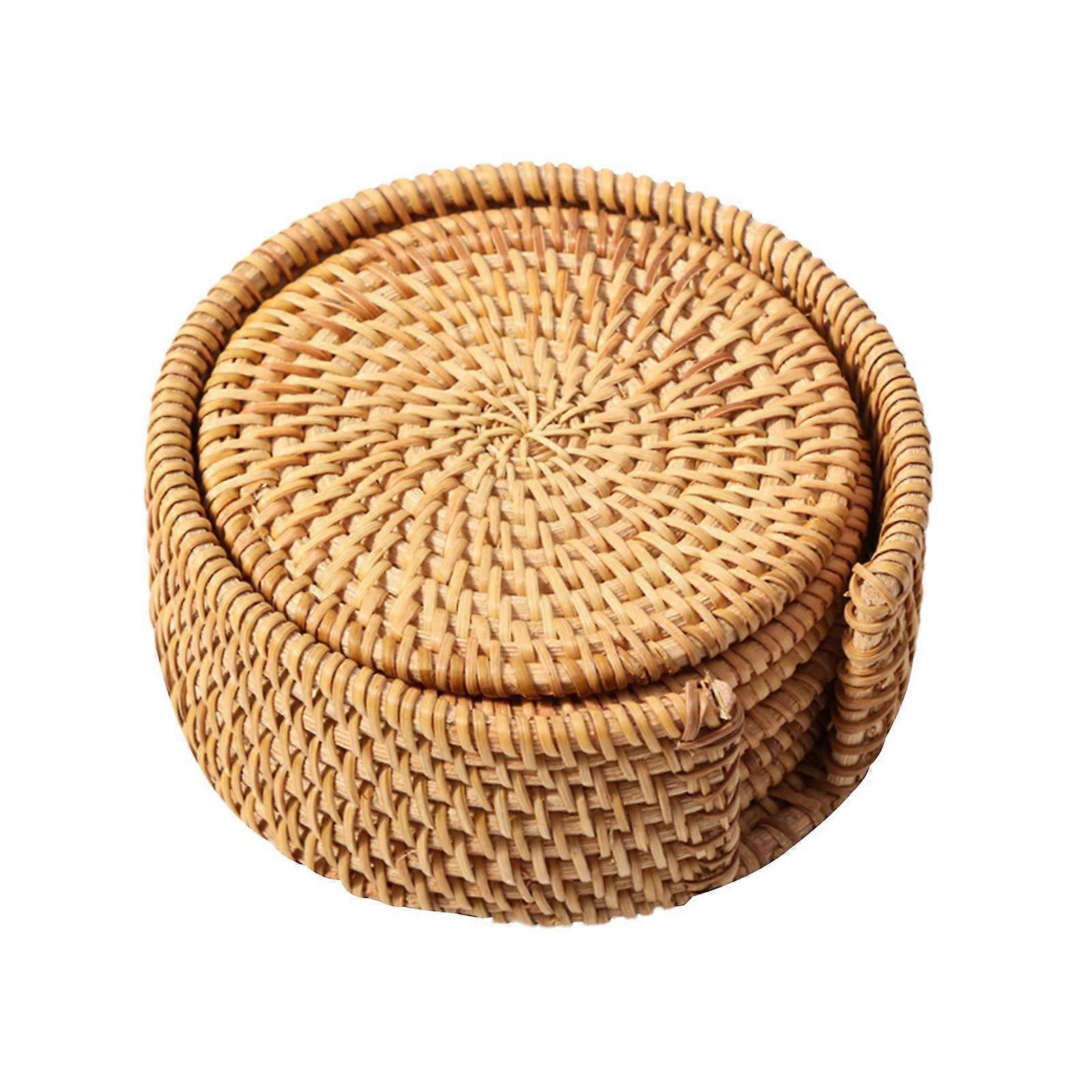 6piece/set rattan woven coasters, round dishware, table mat, dinnerware set, cup holder for home and bar, 10 cm (13 cm) 13cm.