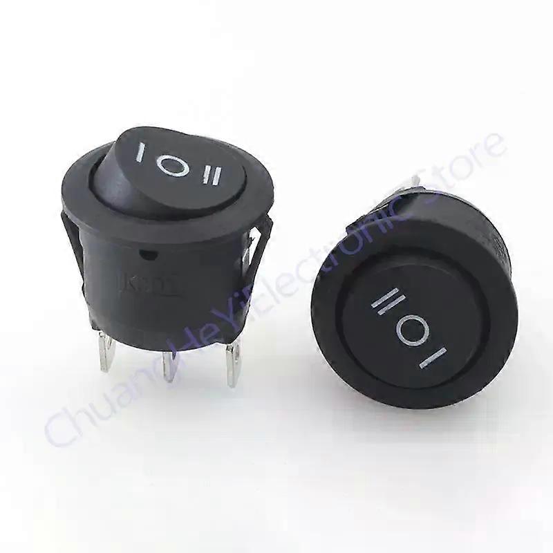 23 mm okrúhla čierna 3 kolíky 10A / 125 V 6 A / 250 V AC 3 polohy SPDT ON-OFF-ON KOLÍSKOVÝ SPÍNAČ SNAP-IN