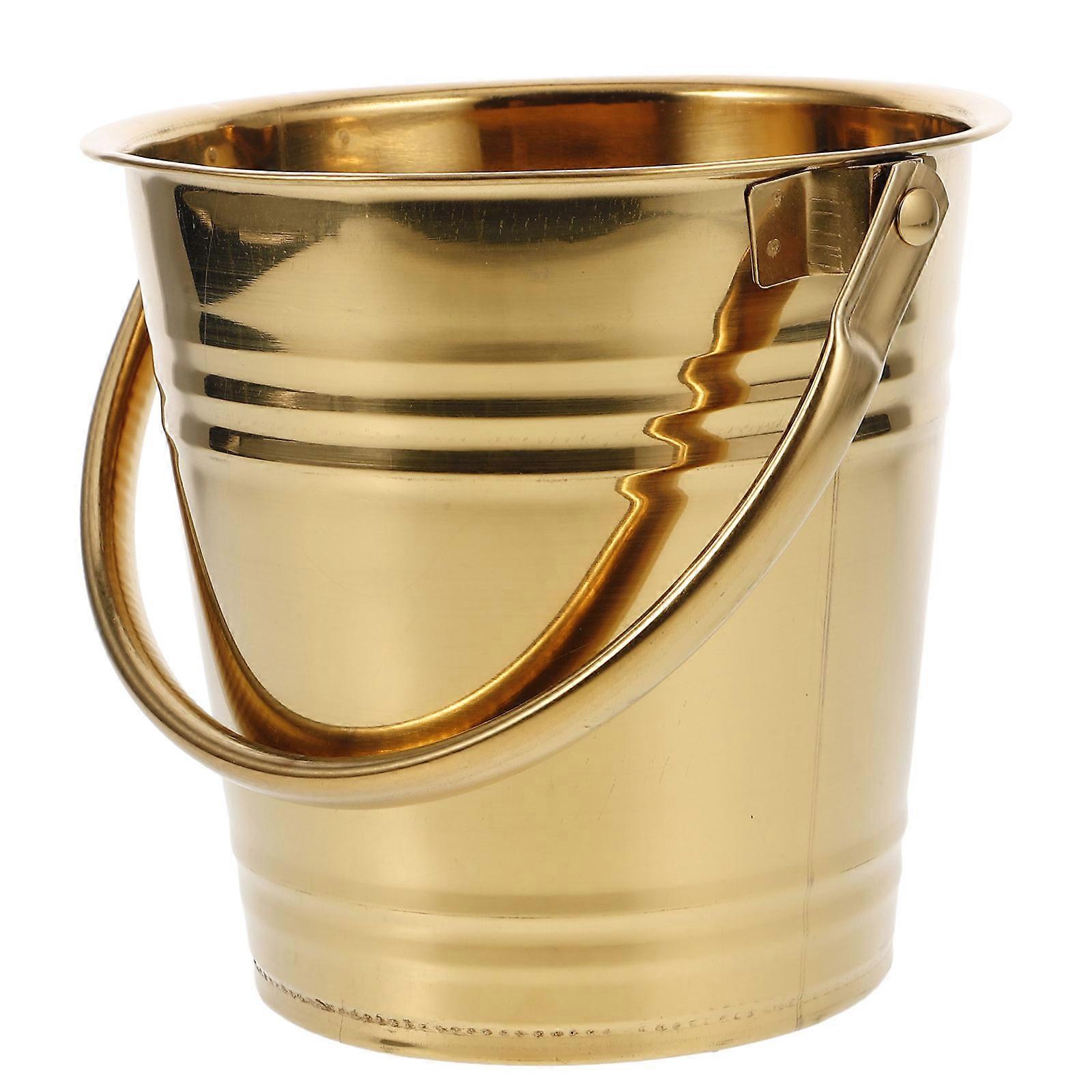 Stainless Steel Ice Bucket with Handle, Wine and Beer Holder, Elegant Desktop Cooler with Smooth Surface and Stable Design
