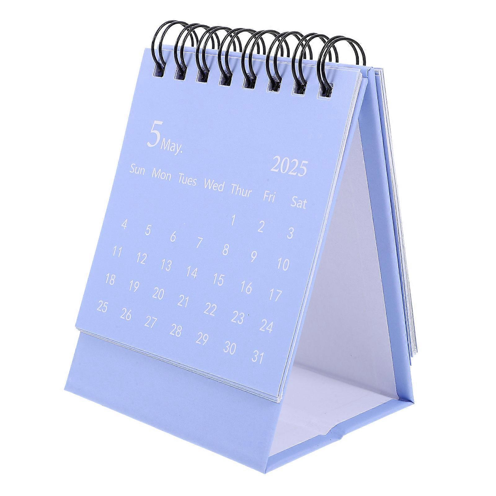 Mini Desk Calendar with Coil Binding, Thick Paper Monthly Flip Calendar for Office, Students and Teachers – Compact Blue Desktop Planner for