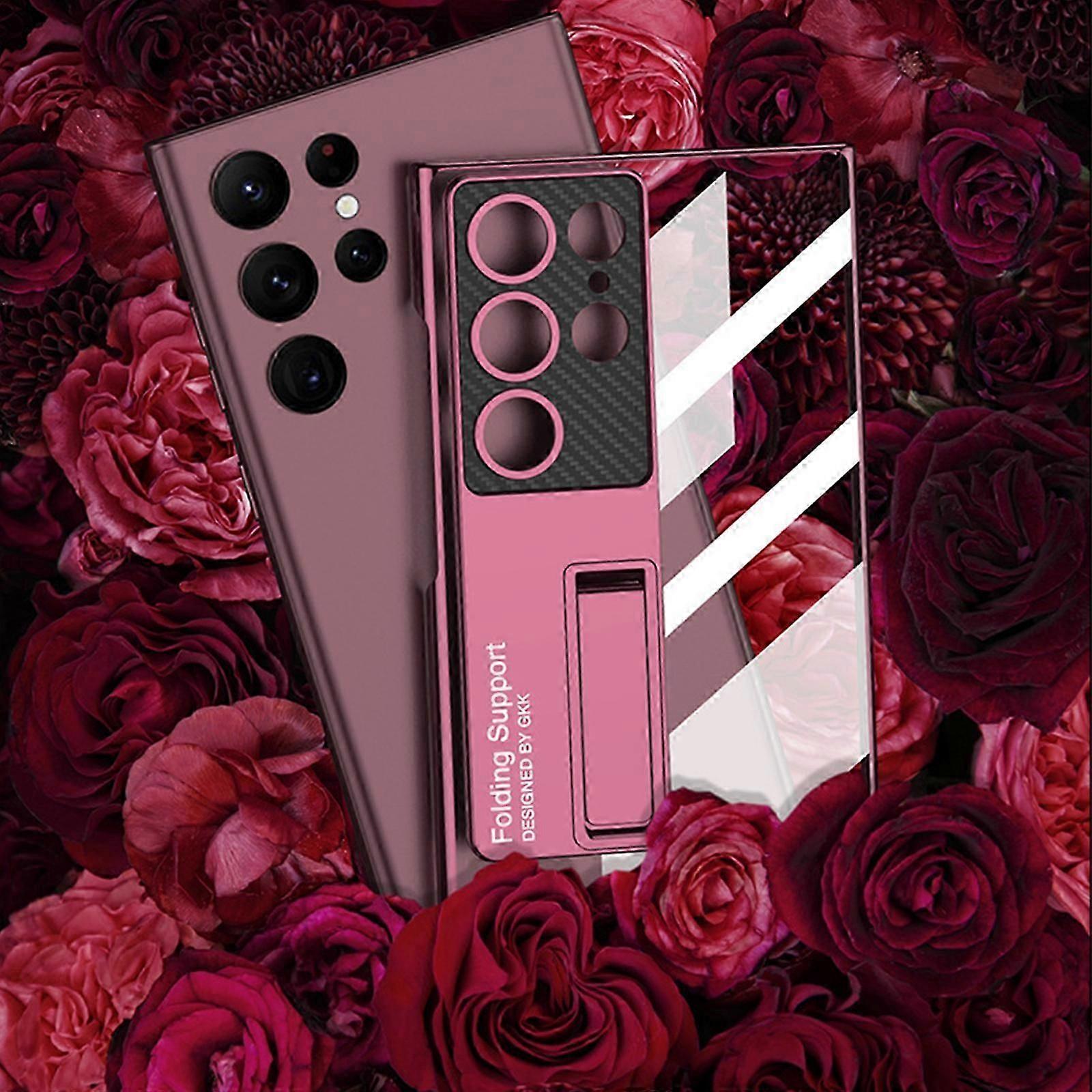 Suitable for Samsung Galaxy S24 Case, Solid Color, Simple and Full-Body Protective Cover Case with Transparent Phantom Stand, Shockproof Anti-Scratch