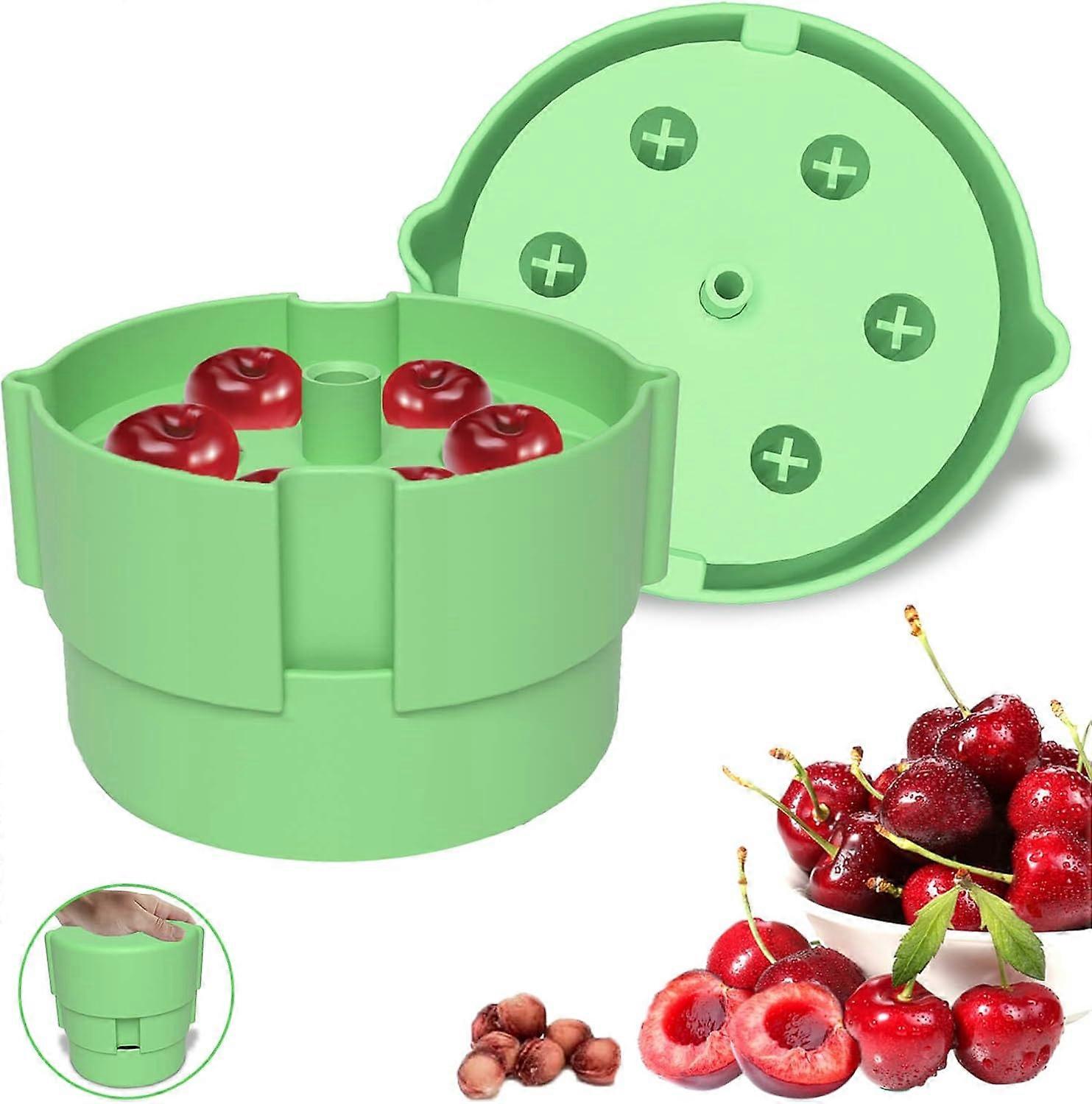 Cherry Pitter - 6 in1 Multiple Cherry Seed Remover, Labor-Saving Push Down Cherry Pit Remover Tool, Dishwasher Safe