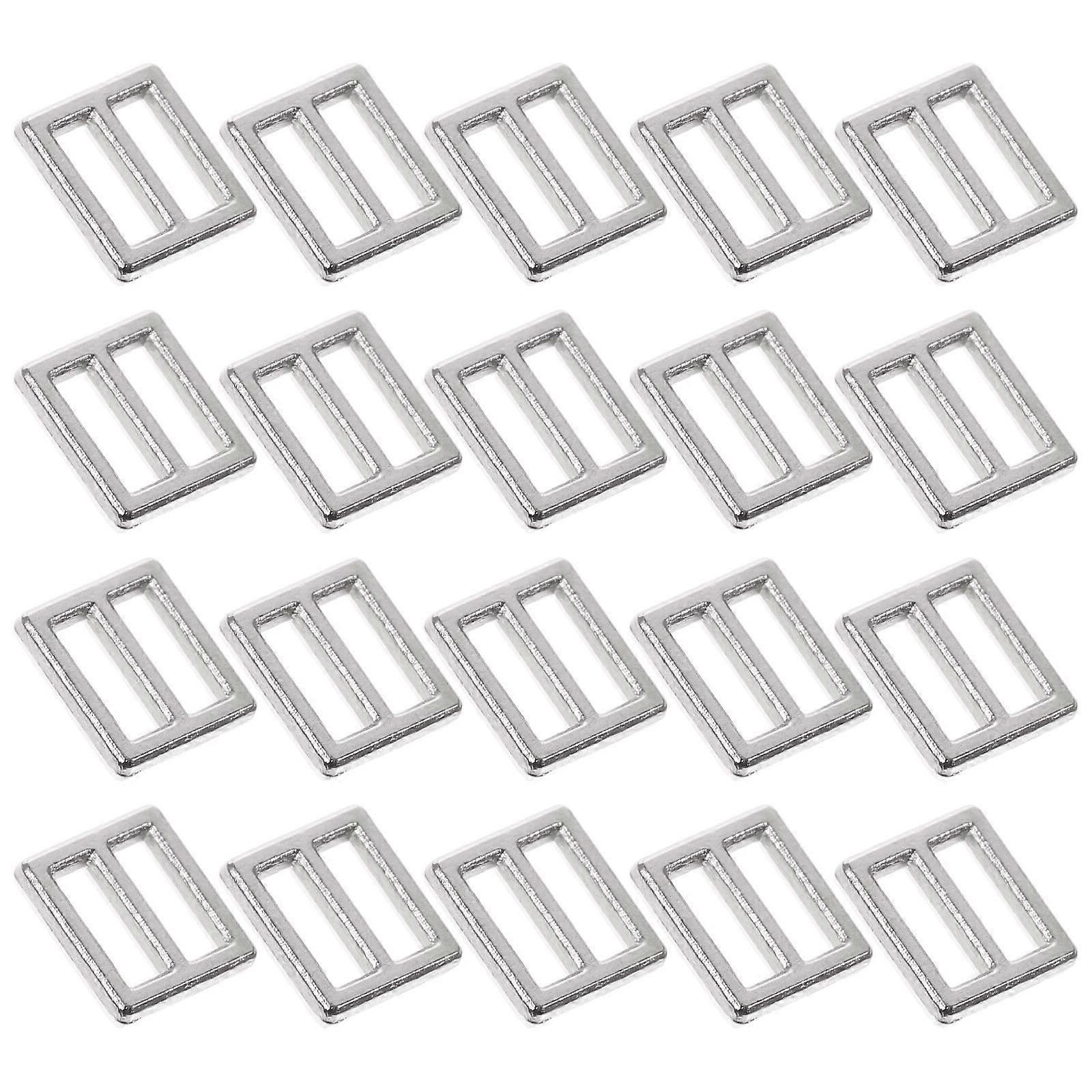 100Pcs Mini Fastener Adjustable Slide Buckle Doll Belt Metal Button Tri-Glide Buckle for Diy Doll