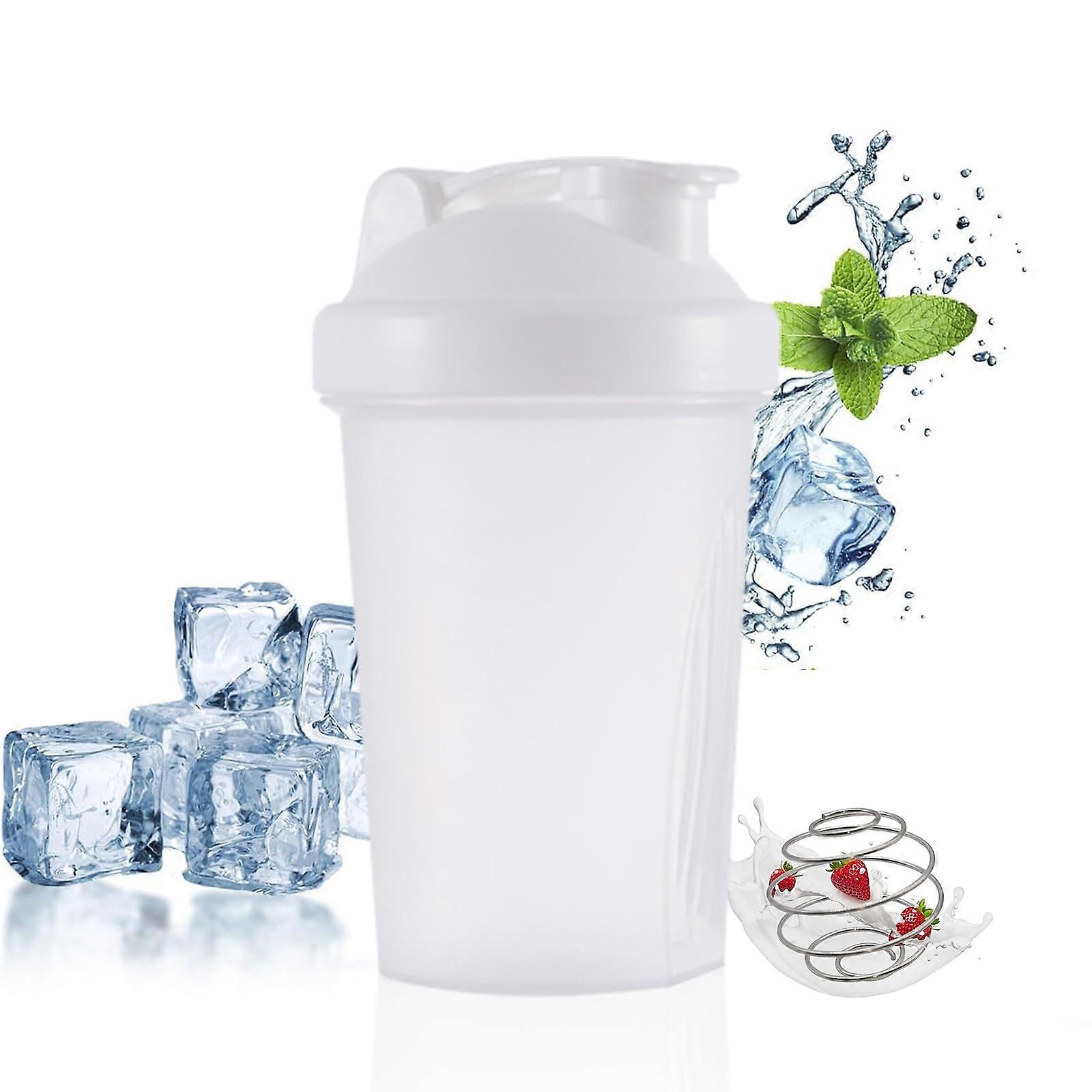 Protein Shaker Bottle 400ml with Stainless Steel Mixing Ball, BPA Free, Leak-proof Flip Lid, Orange and White