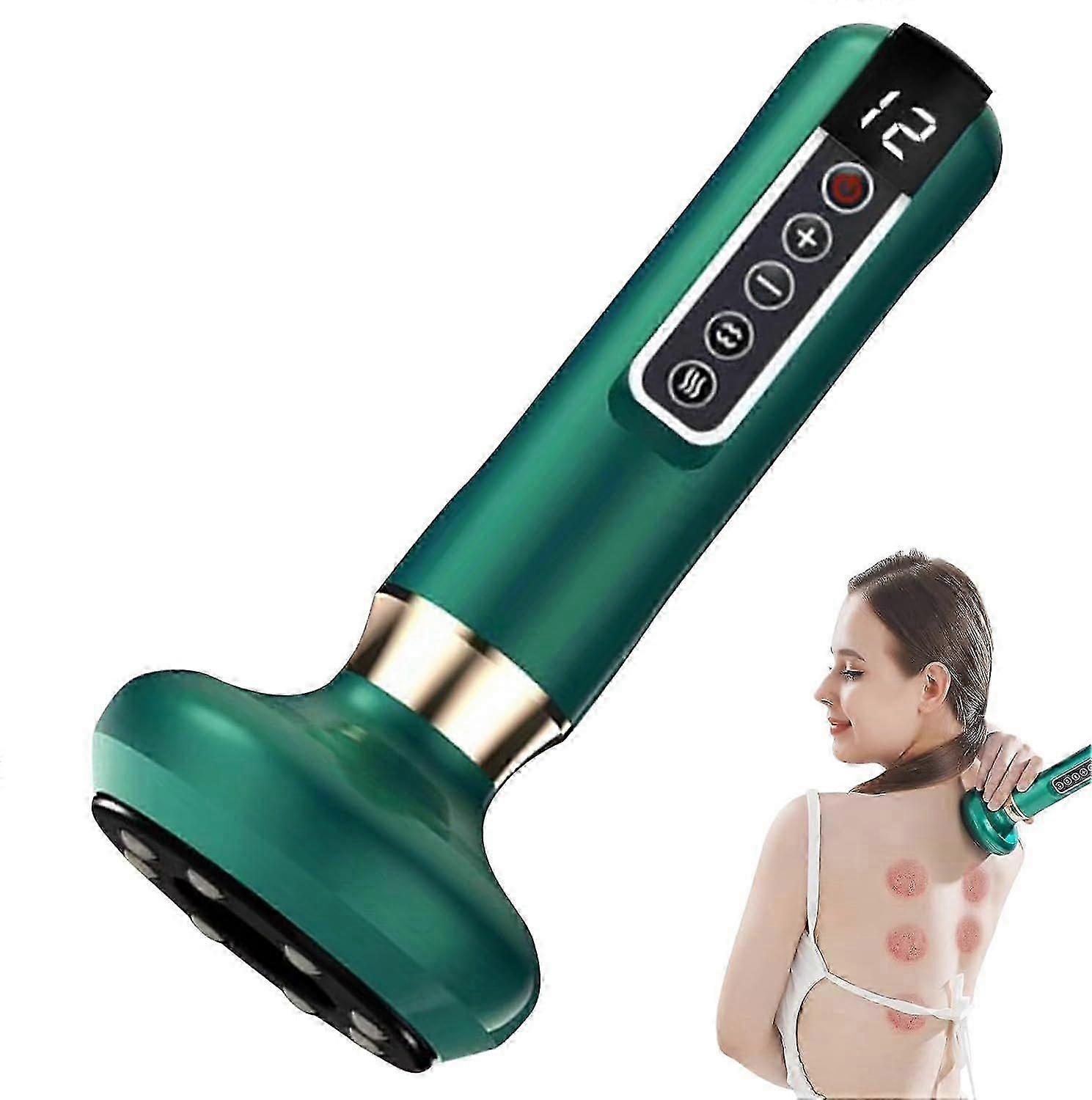 Smart anti-cellulitt massasjeapparat, 12 moduser Infrarød Gua Sha vakuumkoppeterapi, elektrisk kroppsskulpturmaskin hjemme,