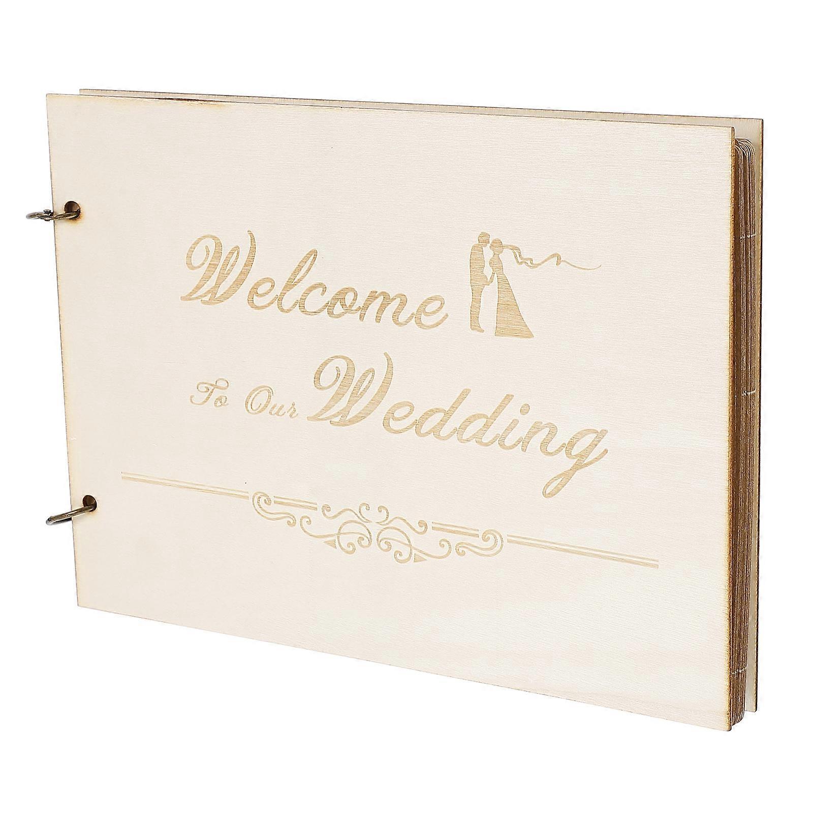 Rustic Wedding Guest Book Beige Wooden Rustic Elegance for Wedding