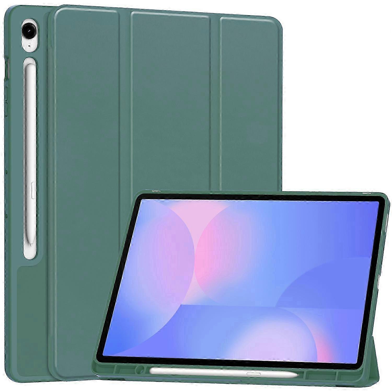 Compatible with Samsung Galaxy Tab S10 FE+ Case Trifold Stand Solid Color Leather Tablet Cover with