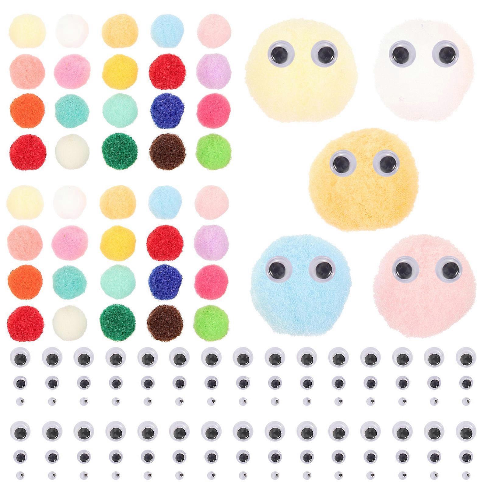 Colorful Pompom Assorted Color 1.5x1.5cm Nylon Yarn Art Projects Clothing Decoration 1 Set