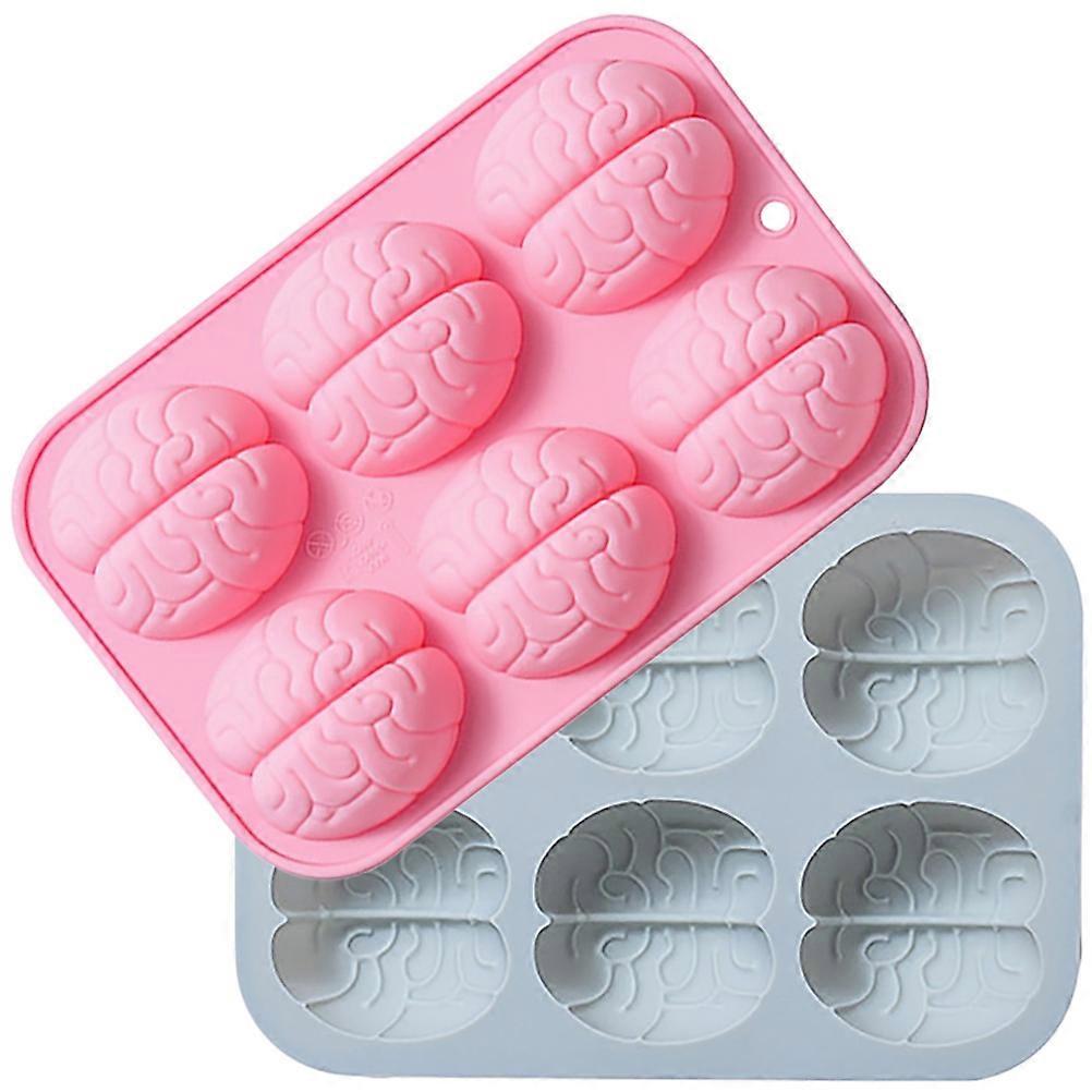 Brain Shape Chocolate Mould Silicone For Candy Making Cake Shop Use Pink 2Pcs