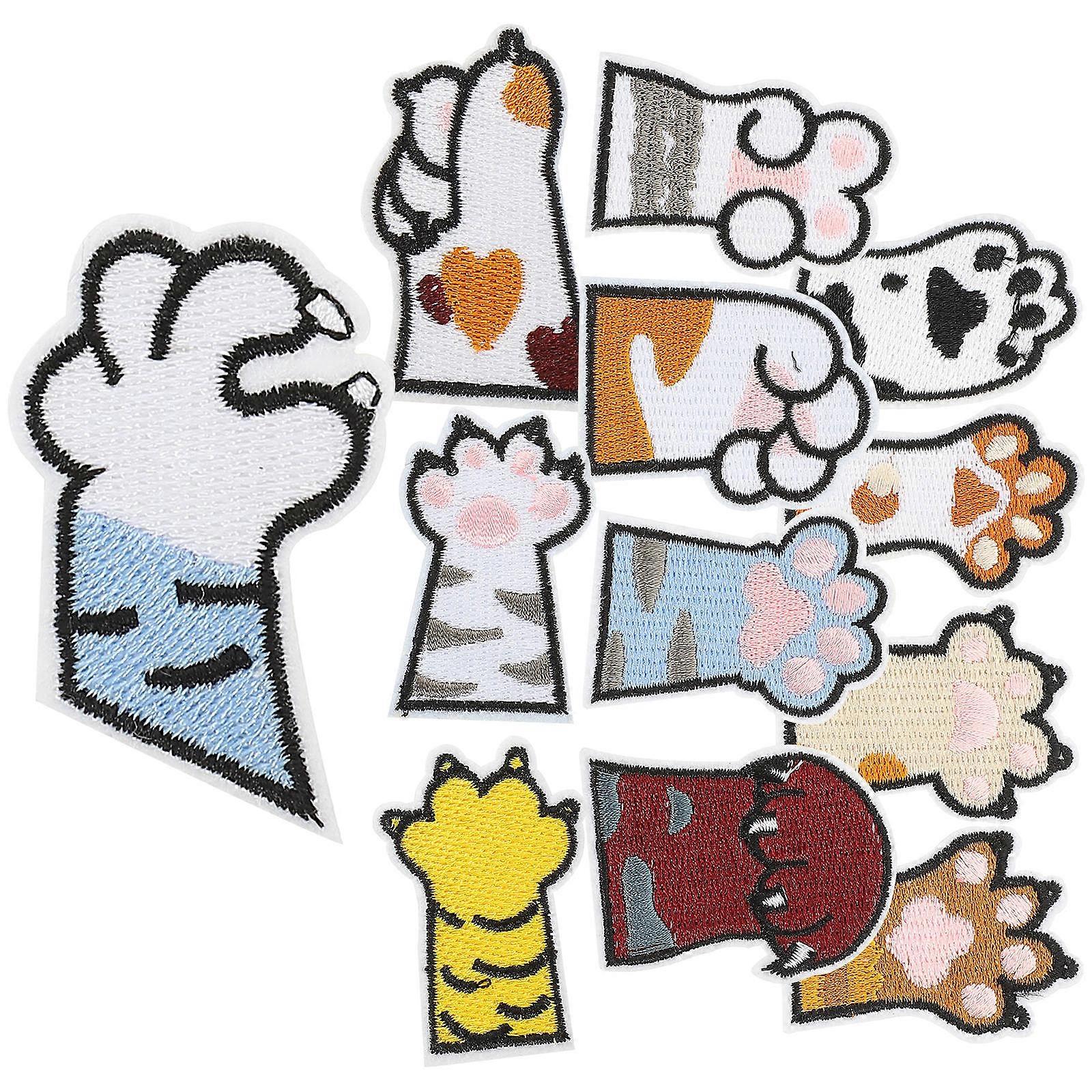 Sewing Patches Cat Claw Pattern Clothes Patches Fashion Design Assorted Color Polyester 12Pcs