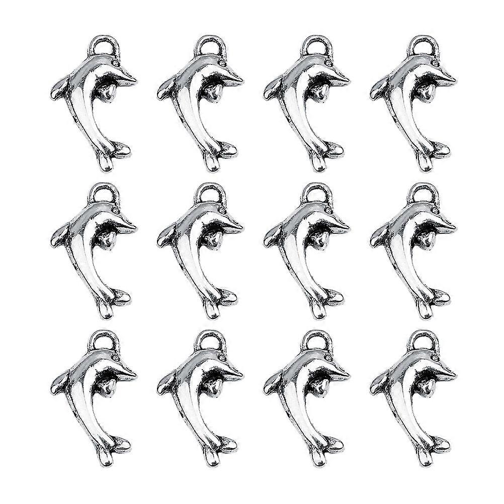 30PCSシルバー合金ドルフィンペンダントハンギング海動物チャーム女性用ジュエリーイヤリングキーホルダークラフトデコレーション