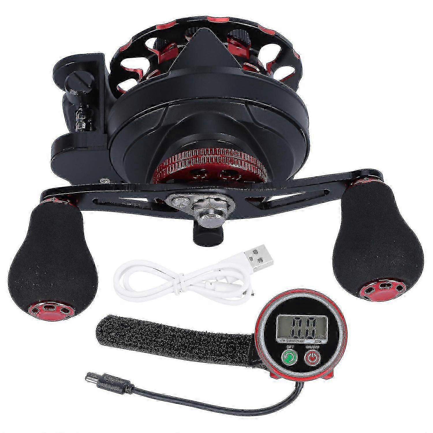 Right Hand USB Rechargeable Digital Display Counting Slow Descending Raft Fishing Reel