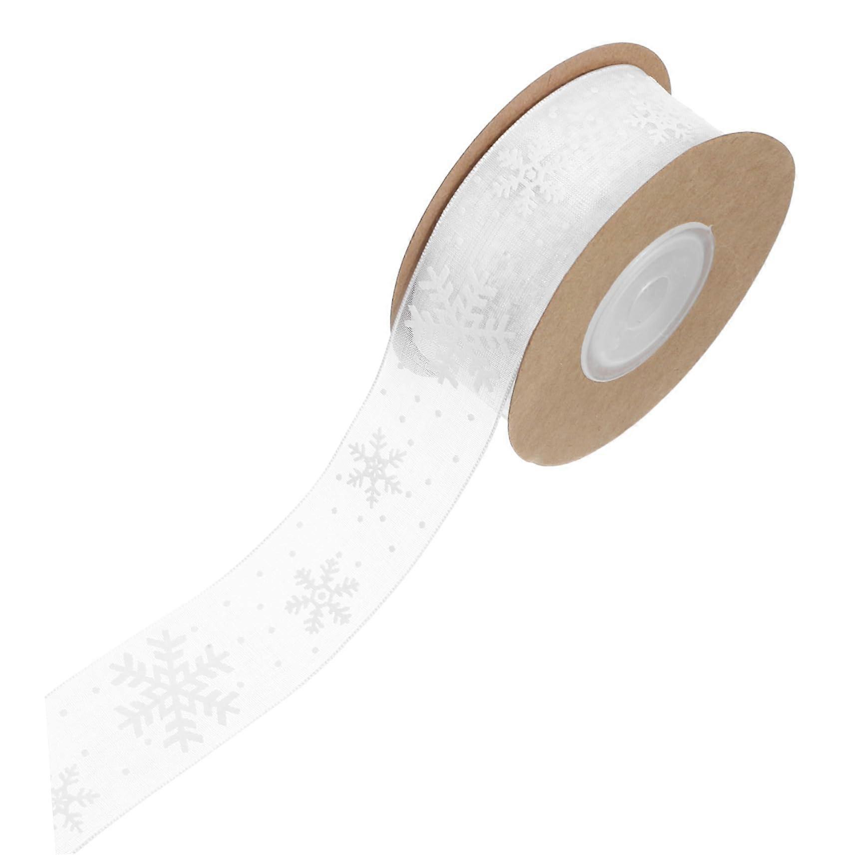 Christmas snowflake ribbon sparkling decorative fake themed polyester white