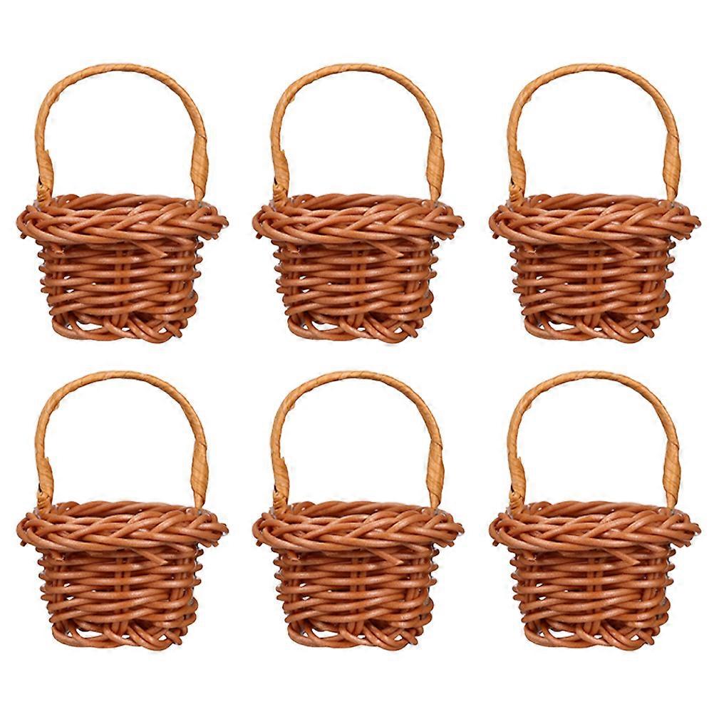 6pcs Small Woven Flower Baskets Decorative Mini Basket Set