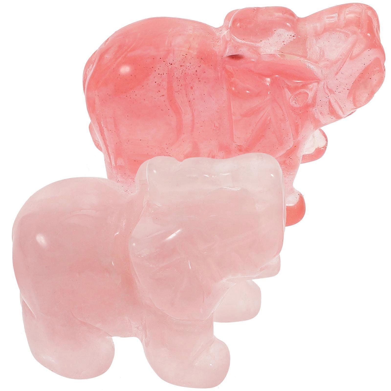 Assorted Color Quartz Elephant Sculpture for Decoration Unique Shape Compact Desktop Figurine 2pcs