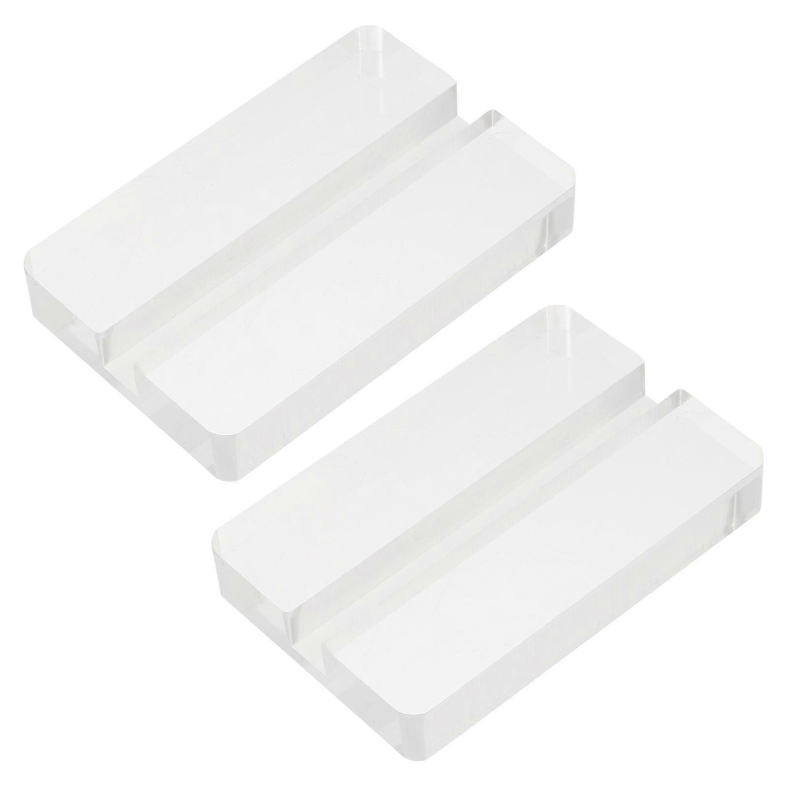 Clear Card Holder Transparent Plastic Card Holders Simple Flat Bottom Design Desktop Card Sign Support 2Set