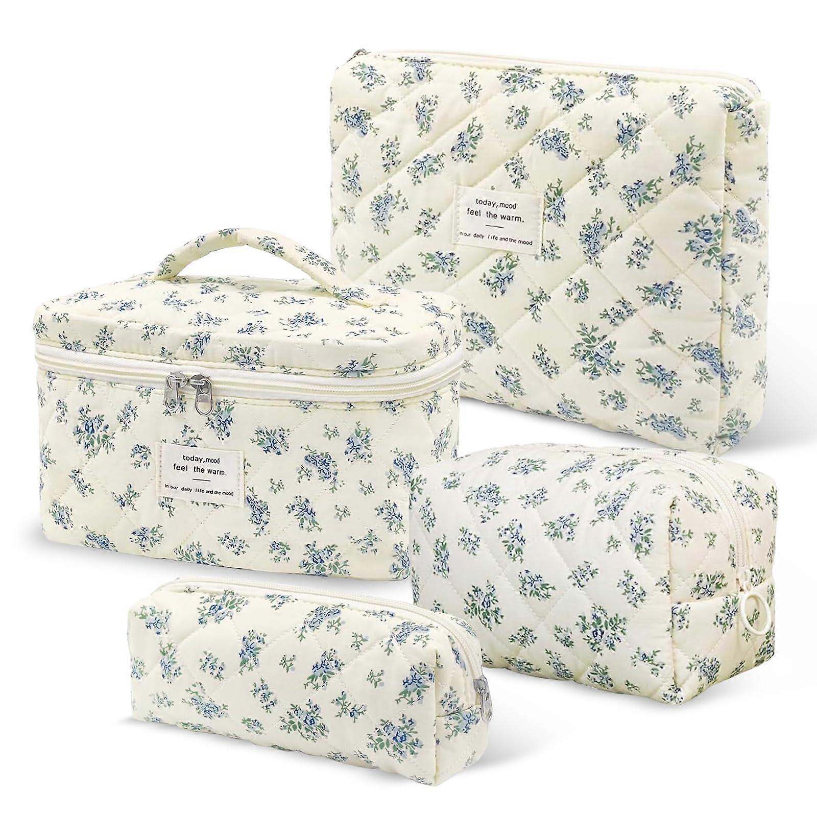 Set of 4 Cosmetic Bag Toiletry Bag Women's Large with Floral Pattern