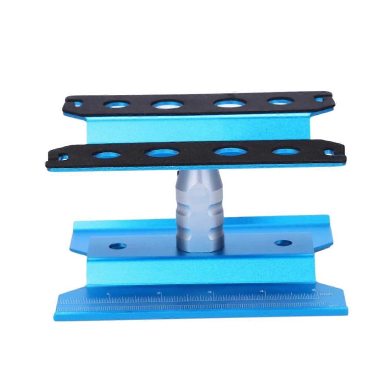 Aluminium Alloy Model Car  Stand Rotatable for Toy Cars Stable Assembly with Integrated Measuring Scales and Magnetic Holder Blue