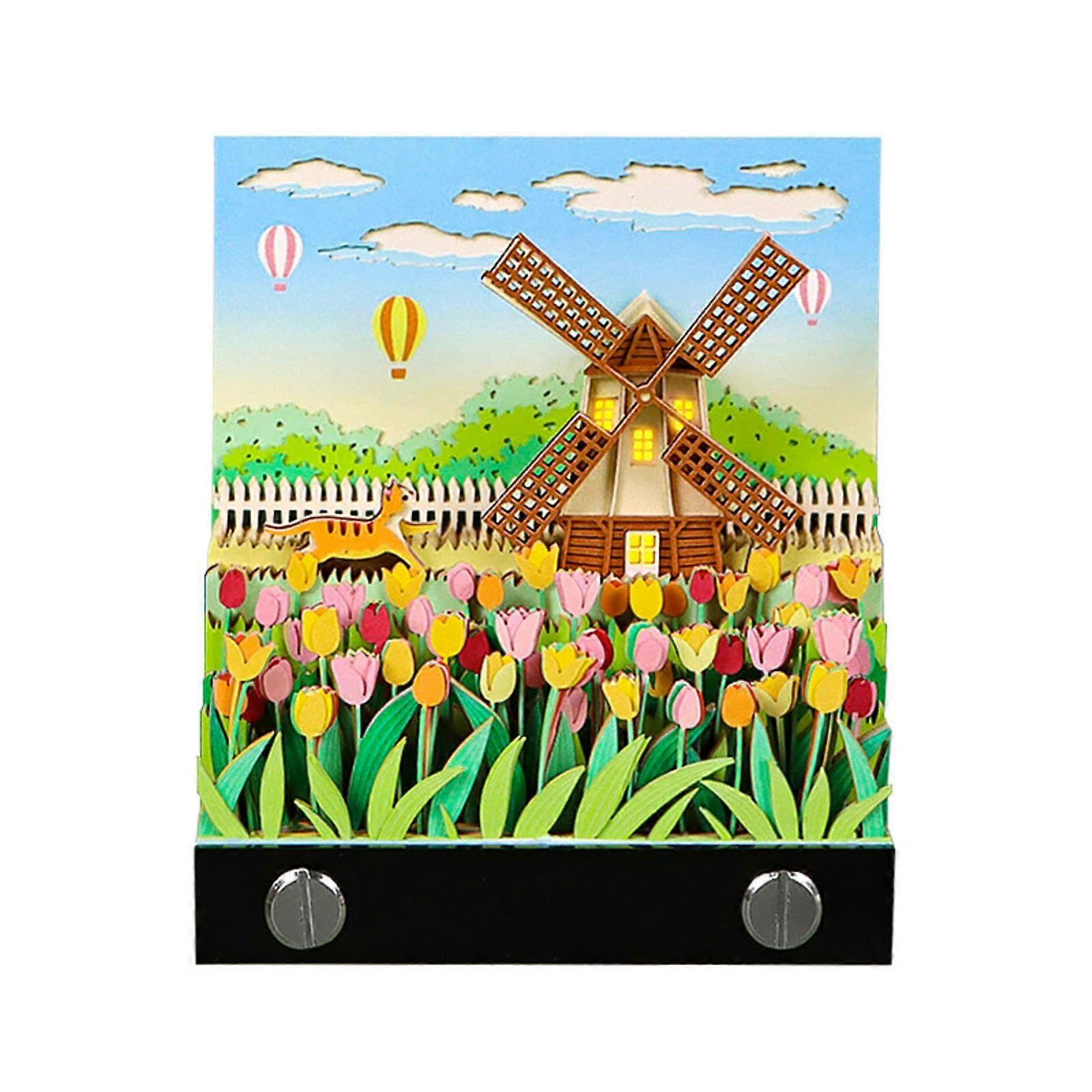 Timepiece Calendar  3D Tear Off Calendar  Windmill Calendar Creative Desk Calendar DIY Paper Carving Notepad Art Pads 3D Calendar