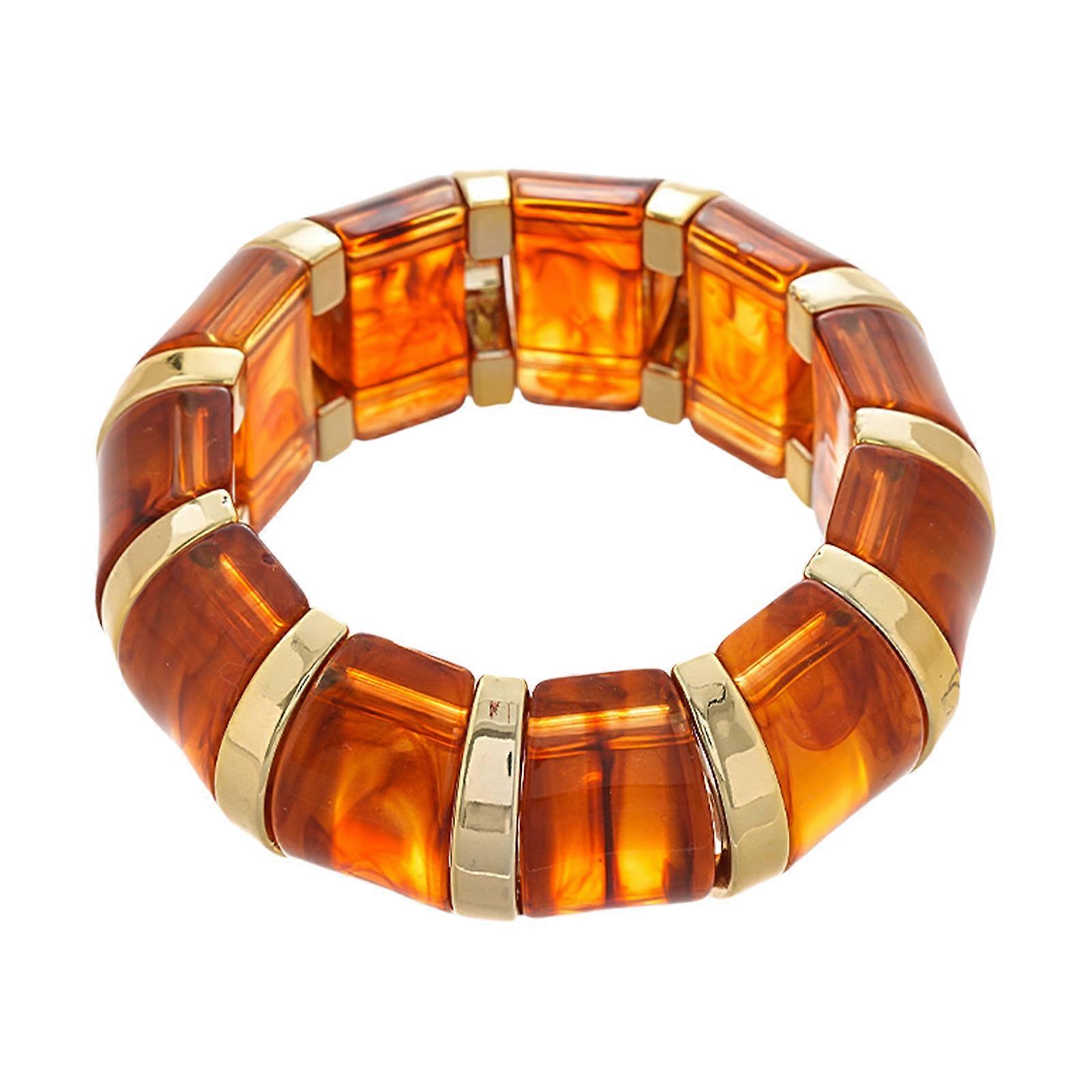 Retro Gradient Acrylic Elastic Bangle Adjustable Stretch Bracelet Stackable Jewelry Accessories For Everyday Wear Multicolor