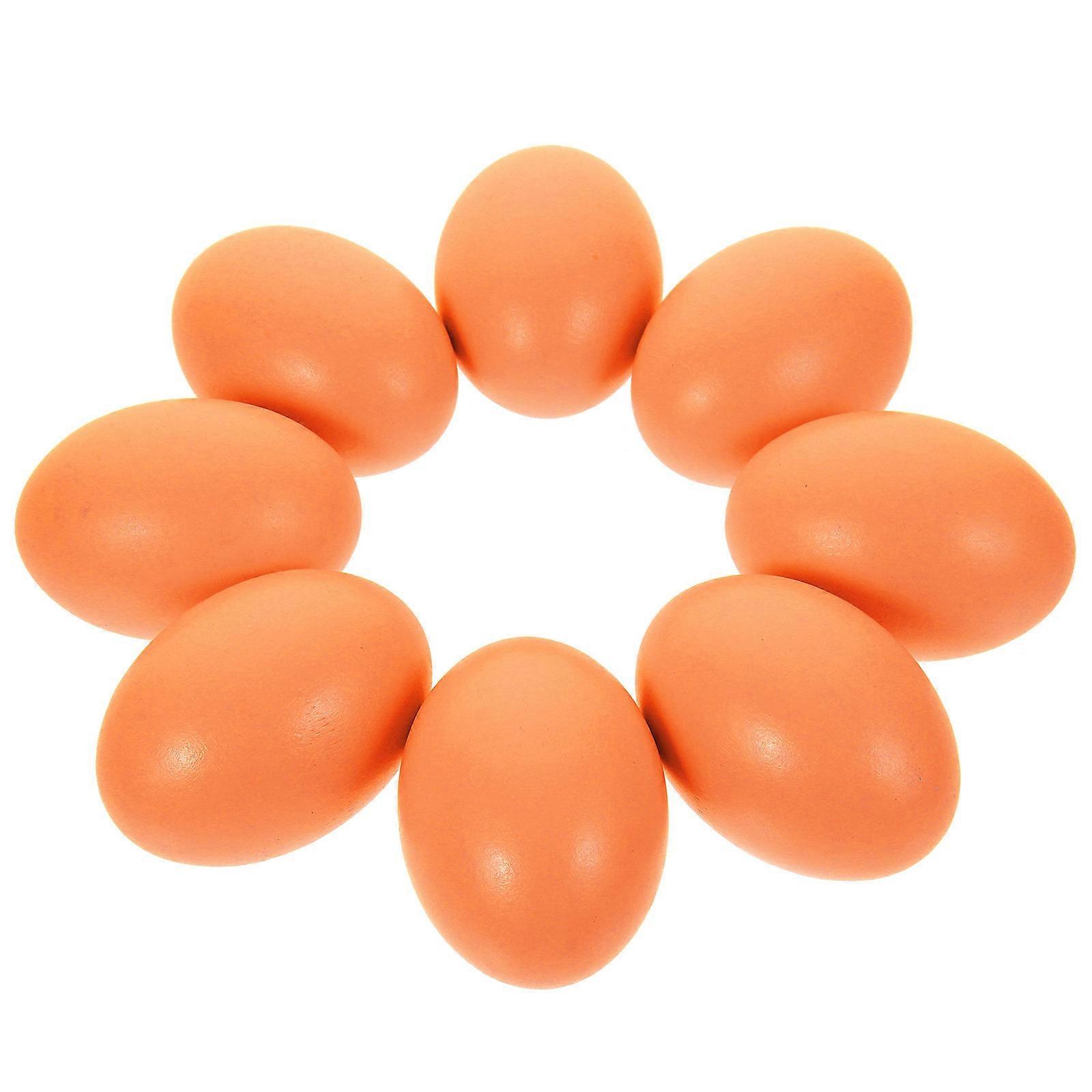 Egg Crafts Wooden Eggs For Home Decoration Chocolate Color 6x4.5cm Training And Decoration 8Set