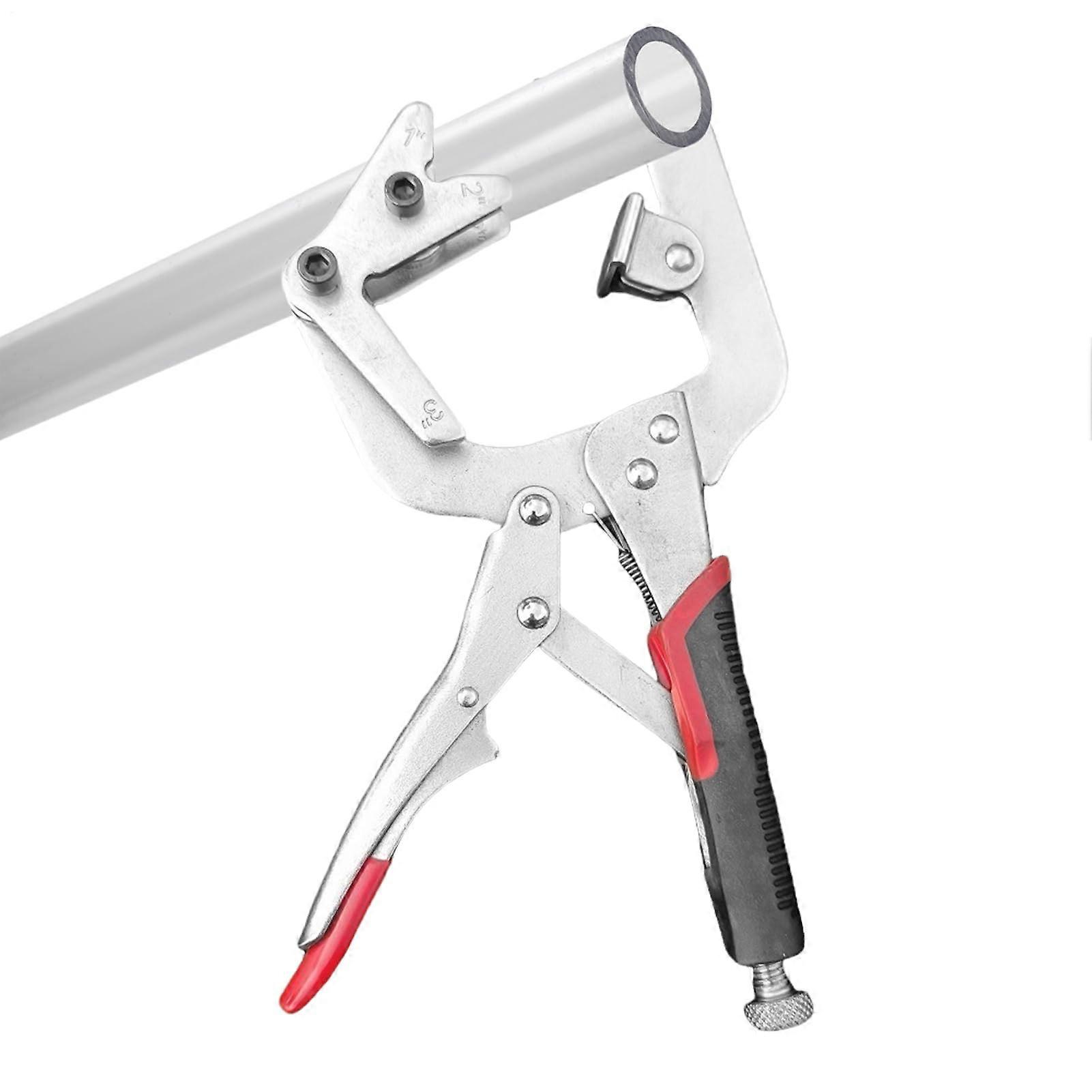 Sweat clamp, sturdy pipe wrench, precision locking, workbench tool, faux furniture making, craftsmanship, garage use, metal material, versatile